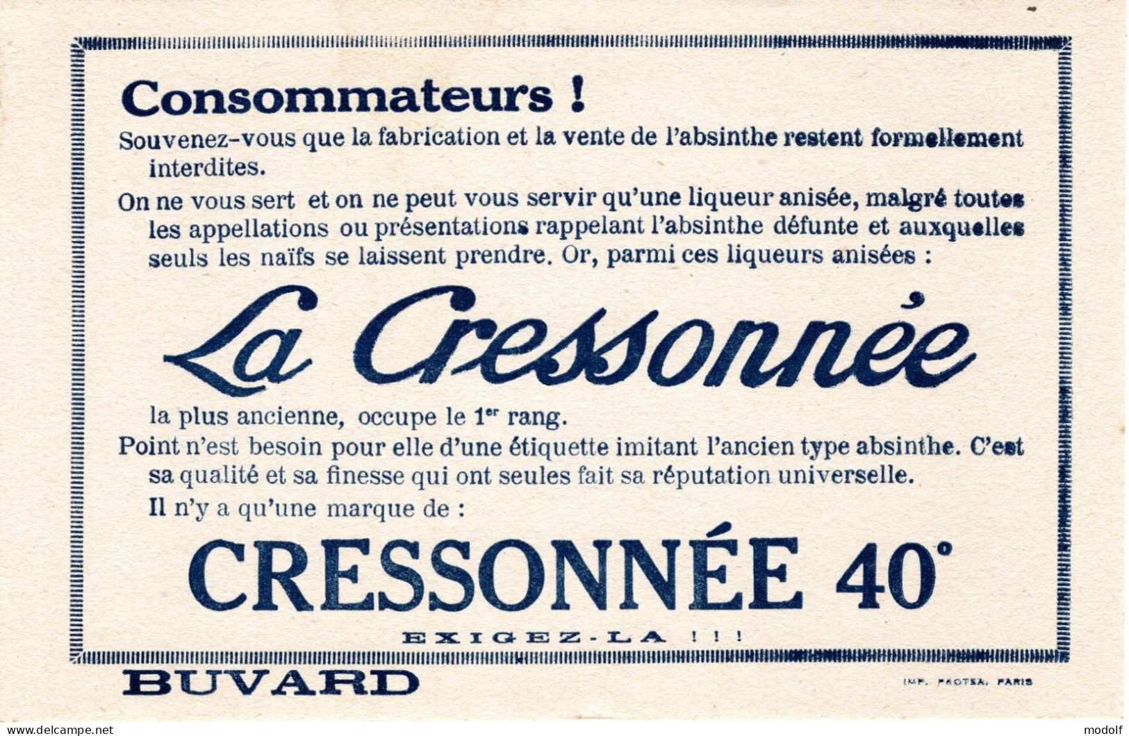 Buvard Liqueur La Cressonnée - Liquore & Birra