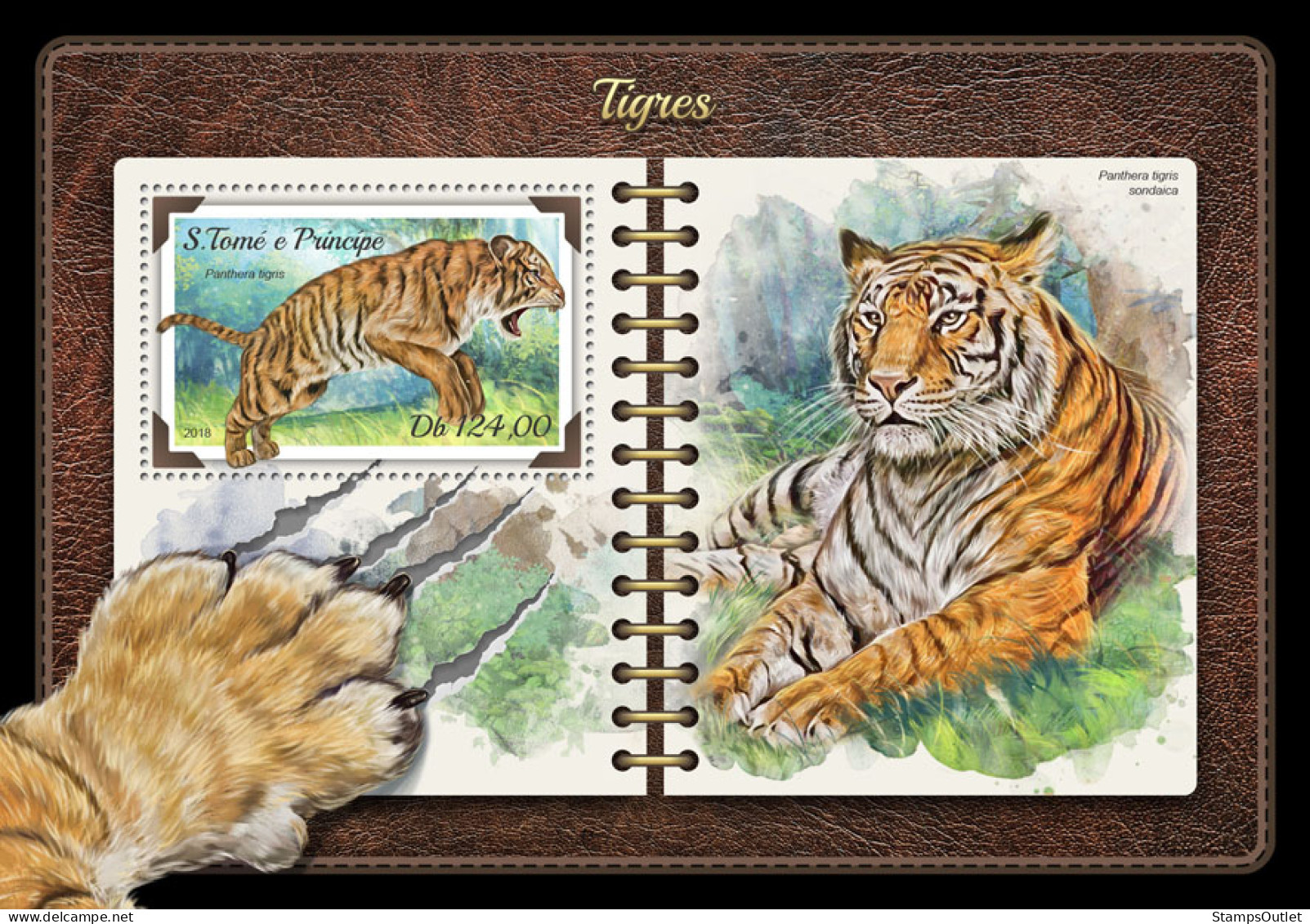  SÃO TOMÉ AND PRÍNCIPE  2018 MNH  Tigers  Michel Code:  7642 / Bl.1376. Scott Code: 3556. Yvert&Tellier Code: 1118 - São Tomé Und Príncipe