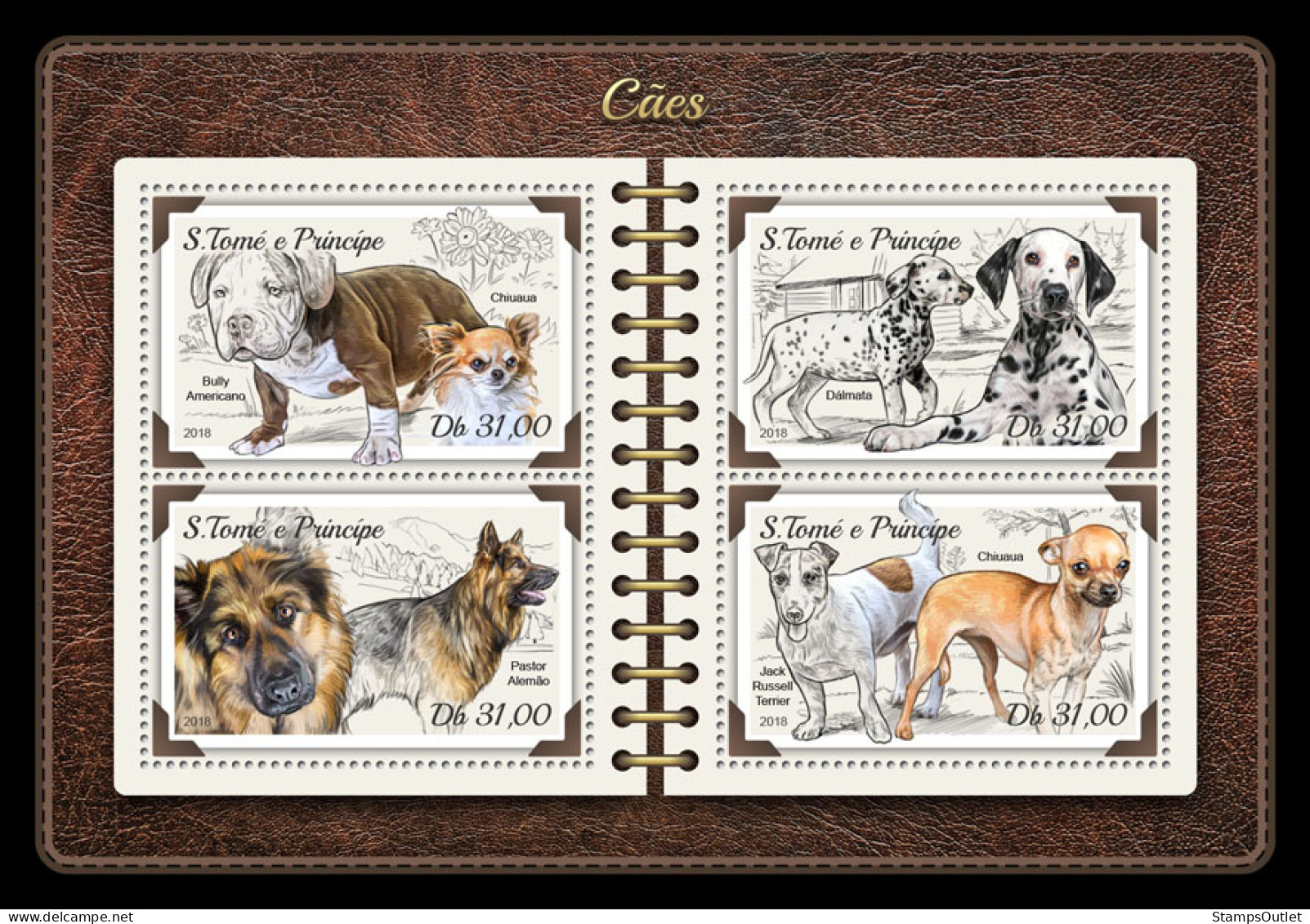  SÃO TOMÉ AND PRÍNCIPE  2018 MNH  Dogs  Michel Code: 7633-7636. Scott Code: 3538. Yvert&Tellier Code: 6077-6080 - São Tomé Und Príncipe