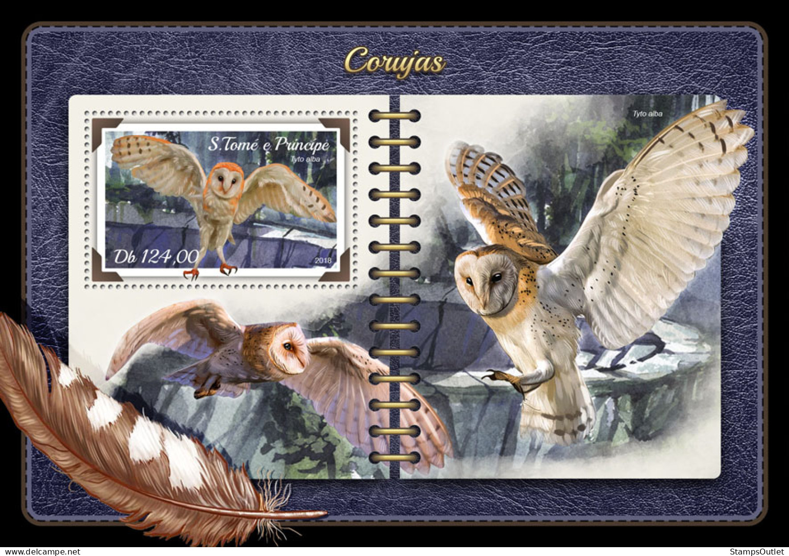  SÃO TOMÉ AND PRÍNCIPE  2018 MNH  Owls  Michel Code:  7632 / Bl.1374. Scott Code: 3558. Yvert&Tellier Code: 1123 - Sao Tome Et Principe