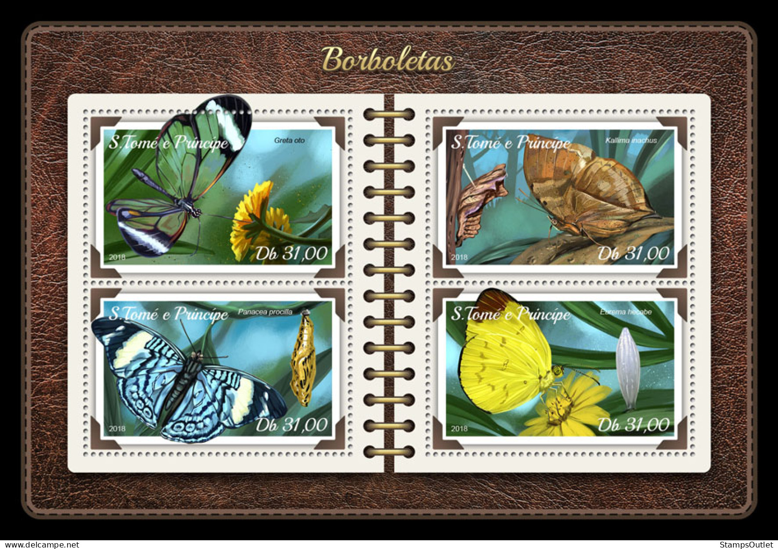  SÃO TOMÉ AND PRÍNCIPE  2018 MNH  Butterflies  Michel Code: 7618-7621. Scott Code: 3540Yvert&Tellier Code: 6097-6100 - Sao Tome Et Principe