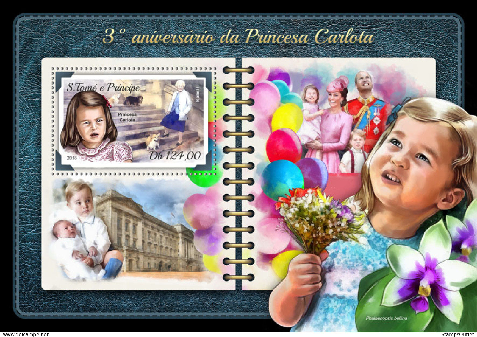  SÃO TOMÉ AND PRÍNCIPE  2018 MNH  Princess Charlotte   Code: 7702 / Bl.1388. Scott Code: 3565. Yvert&Tellier Code: 1127 - São Tomé Und Príncipe