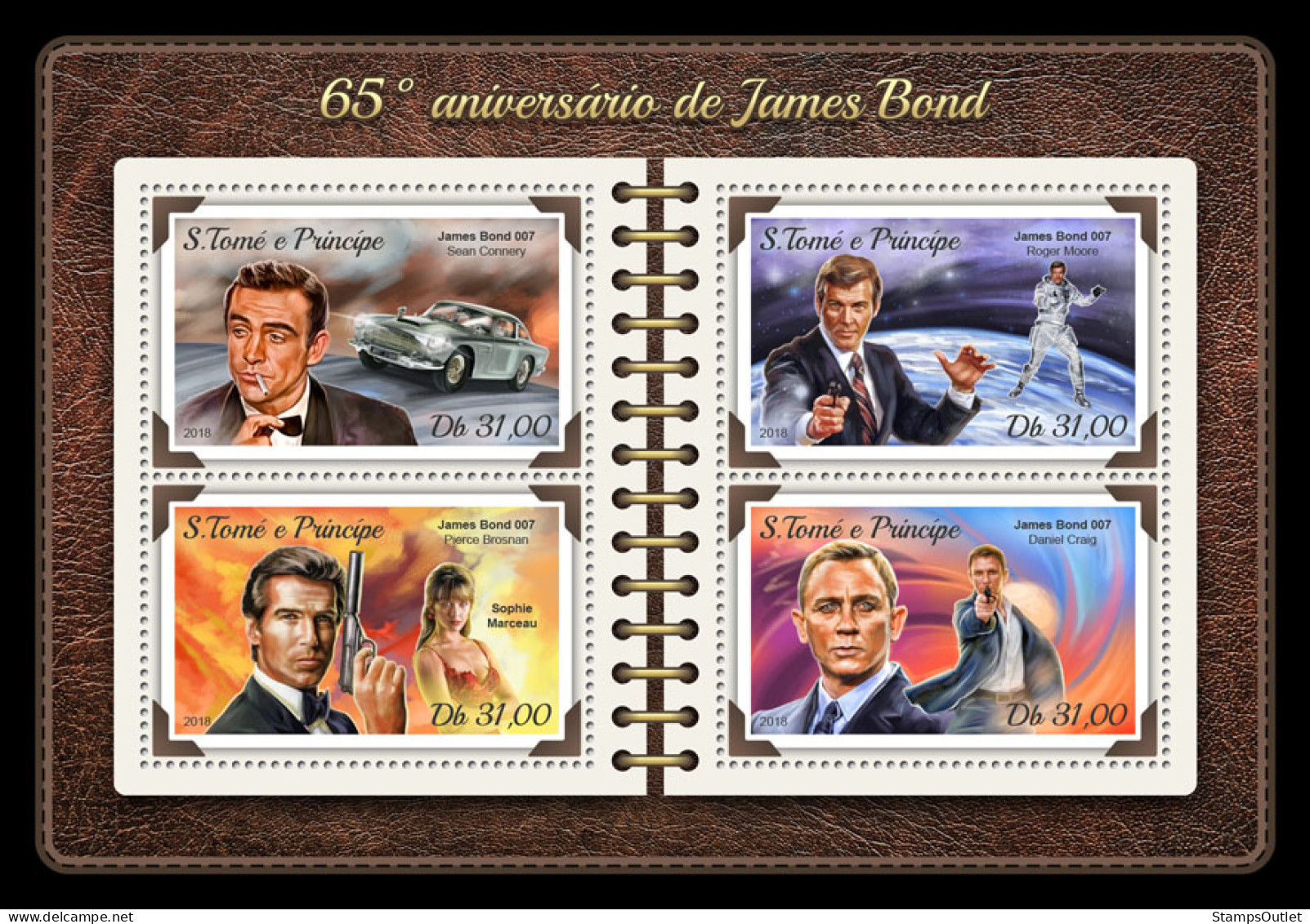  SÃO TOMÉ AND PRÍNCIPE  2018 MNH  James Bond  Michel Code: 7678-7681. Scott Code: 3553. Yvert&Tellier Code: 6113-6116 - Sao Tome Et Principe