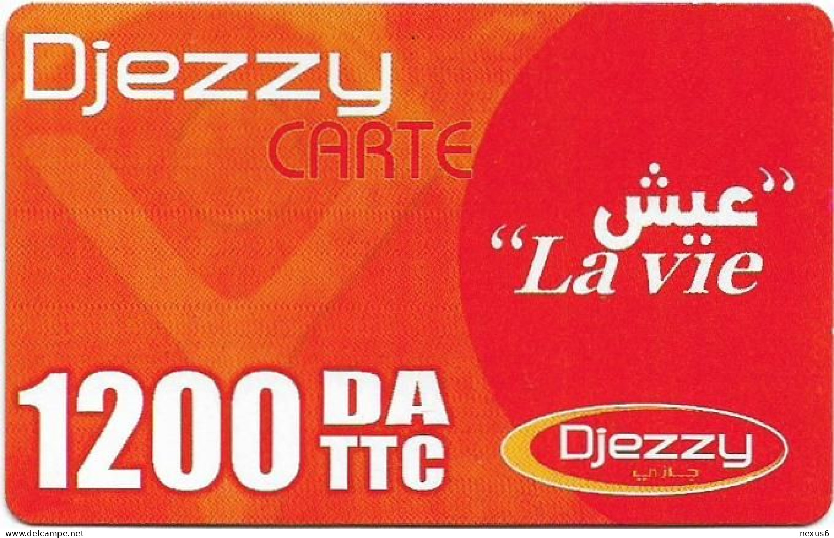 Algeria - Djezzy - La Vie Red, (Reverse 1) GSM Refill 1.200DA, Used - Algerien