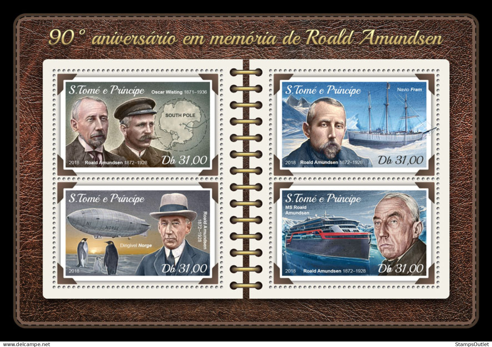  SÃO TOMÉ AND PRÍNCIPE  2018 MNH  Roald Amundsen  Michel Code: 7658-7661.Scott Code: 3547. Yvert&Tellier Code: 6129-6132 - Sao Tome Et Principe