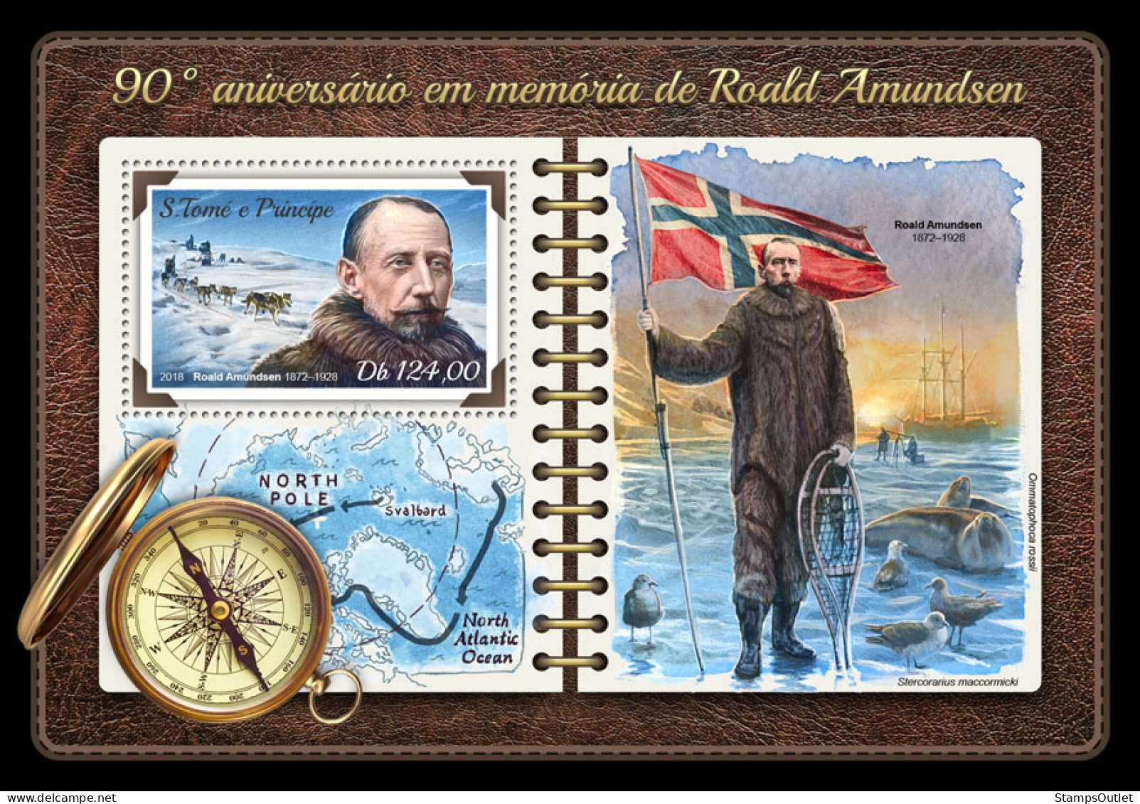  SÃO TOMÉ AND PRÍNCIPE  2018 MNH  Roald Amundsen  Michel Code:  7662 / Bl.1380Scott Code: 3566. Yvert&Tellier Code: 1132 - Sao Tome Et Principe