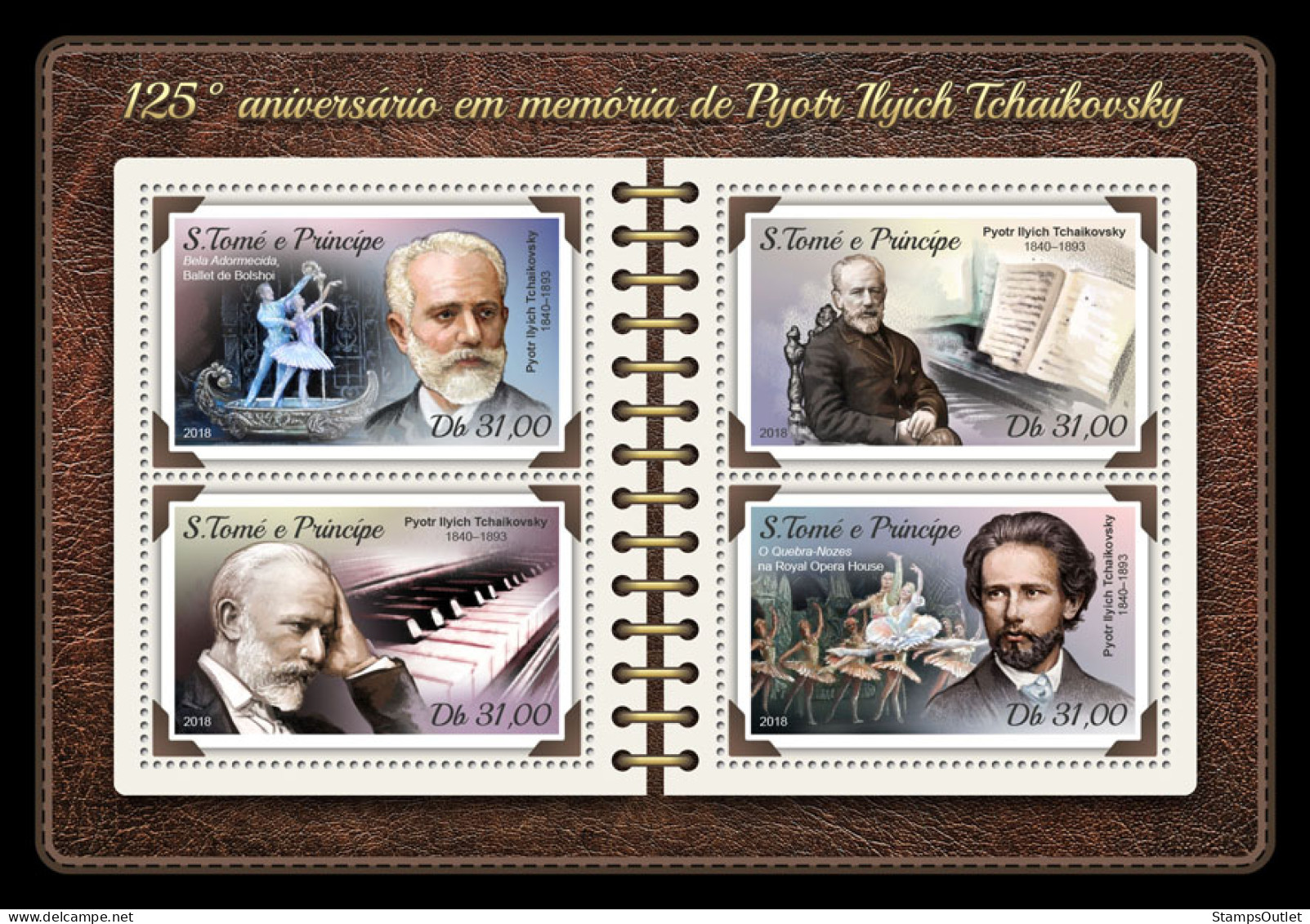  SÃO TOMÉ AND PRÍNCIPE  2018 MNH Pyotr Ilyich Tchaikovsky Michel C.: 7648-7651 Scott Code: 3550 C 6137-6140  - São Tomé Und Príncipe