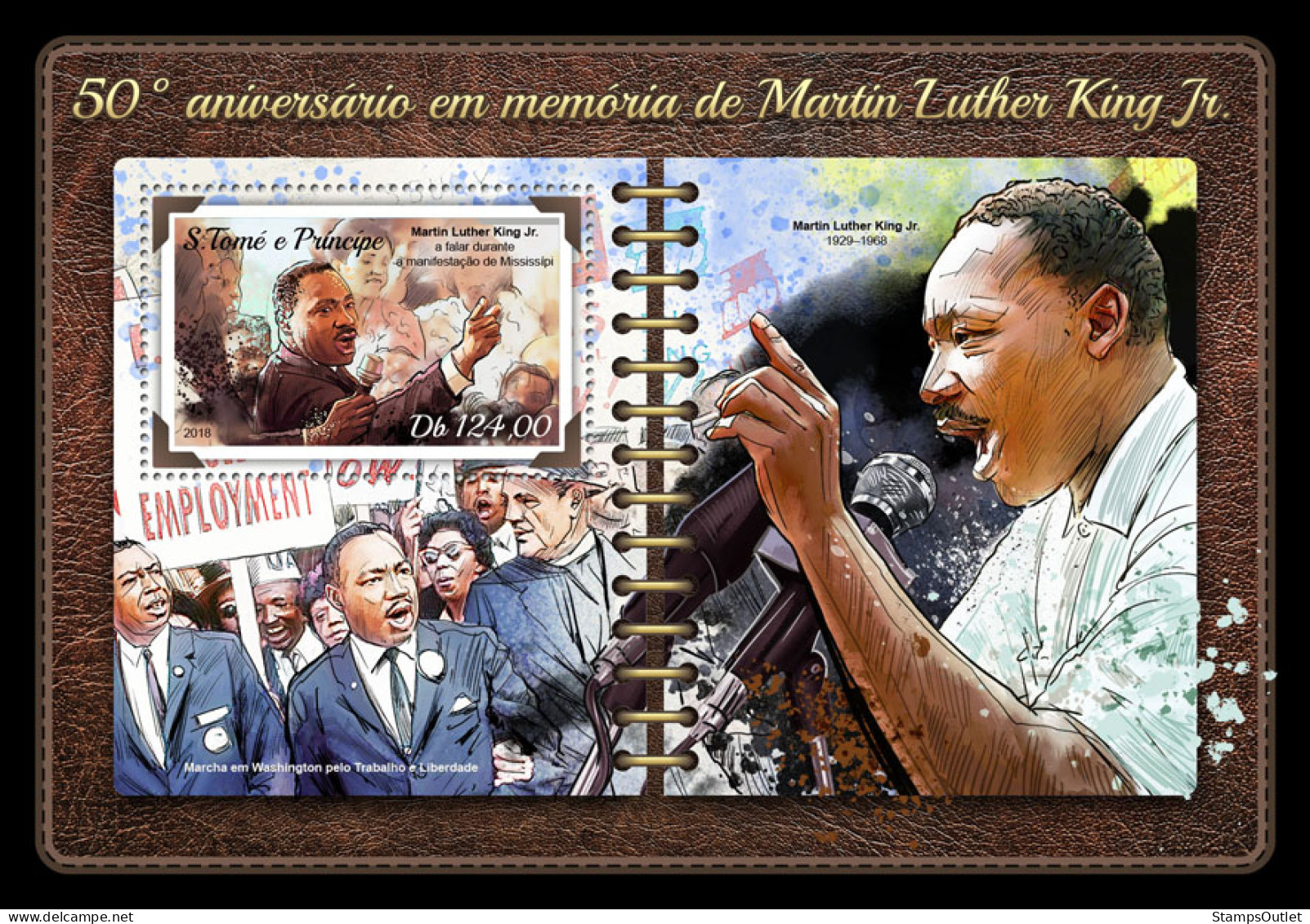  SÃO TOMÉ AND PRÍNCIPE  2018 MNH Martin Luther King Jr. Michel Code: 7672 / Bl.1382.Scott Code: 3563.C1135 - Sao Tome Et Principe