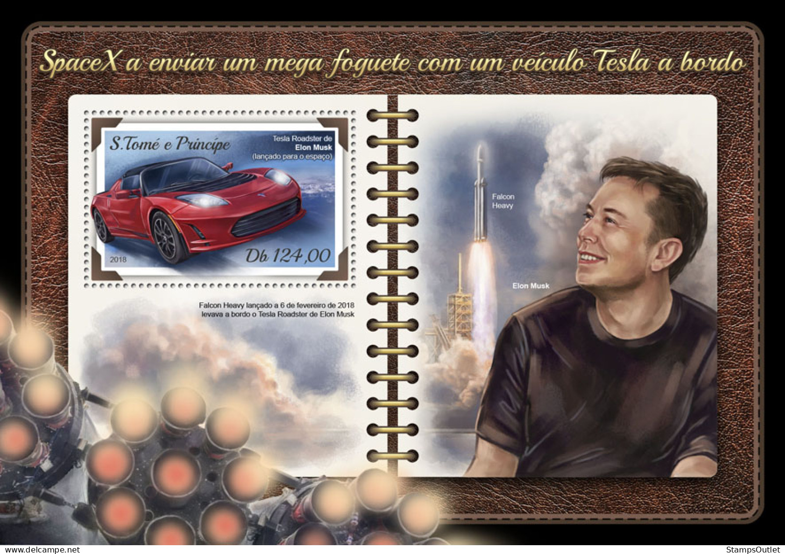  SÃO TOMÉ AND PRÍNCIPE  2018 MNH  SpaceX  Michel Code: 7697 / Bl.1387. Scott Code: 3573. Yvert&Tellier Code: 1136 - Sao Tome Et Principe