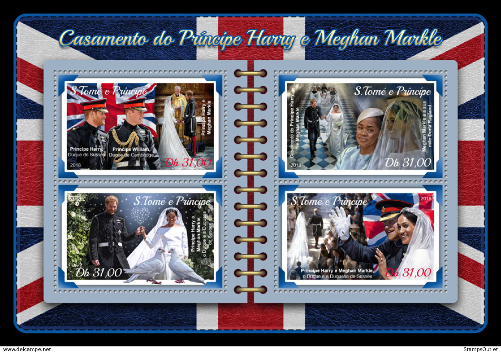  SÃO TOMÉ AND PRÍNCIPE  2018 MNH Wedding Of Prince Harry And Meghan Markle Code: 7703-7706.Scott C: 3545.C6149-6152 - Sao Tome Et Principe