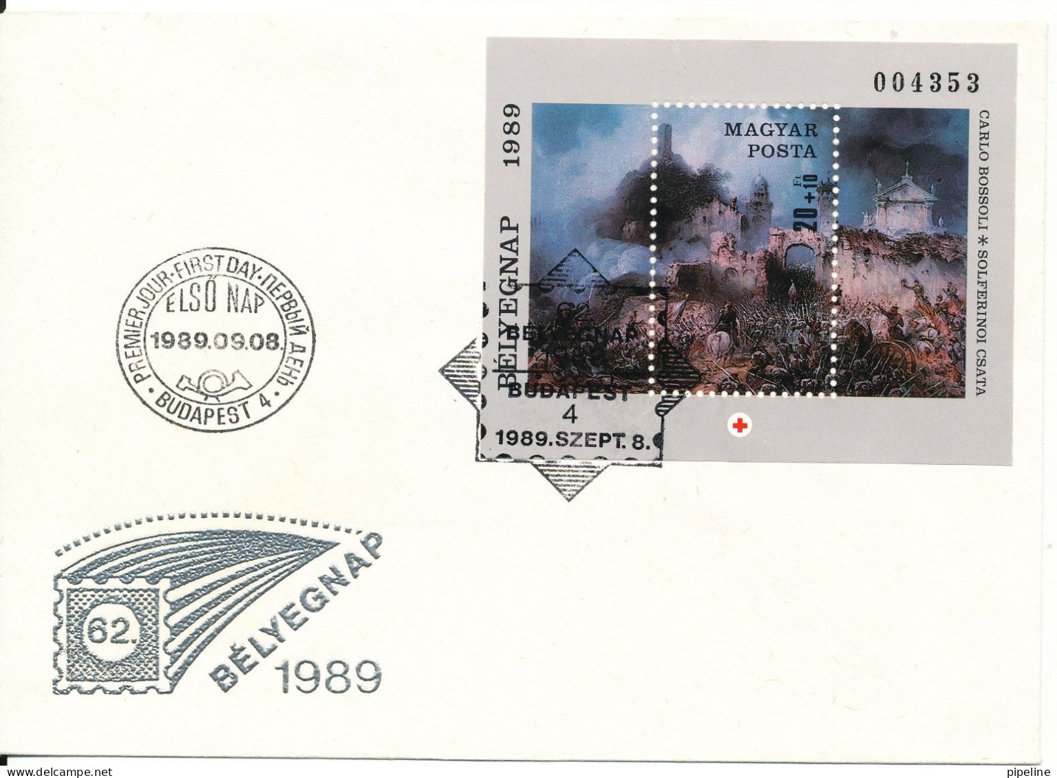 Hungary FDC 8-9-1989 RED CROSS Souvenir Sheet With Cachet - FDC