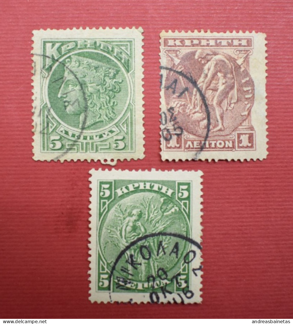 Stamps Greece Crete Lot Of Used Stamps With Nice Cancelation - Crete