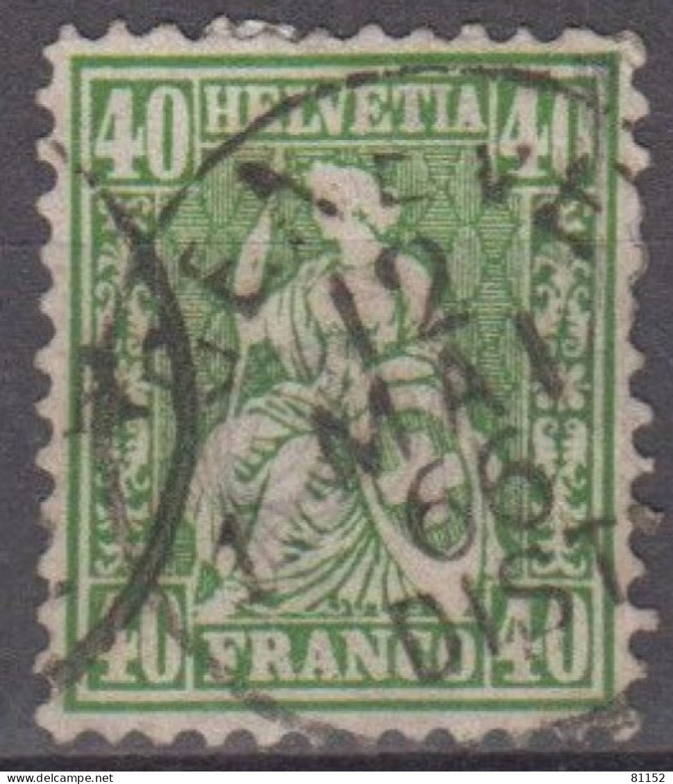 Suisse  1862    40.c  Vert    Y.et.T. 39   Oblitéré  Avec Cachet GENEVE Le 12 Mai 1866   Scan Recto-verso - Usati