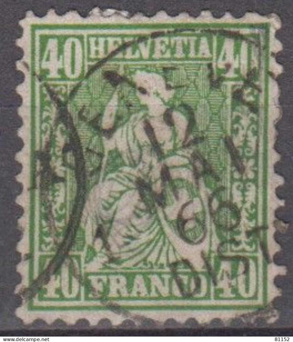 Suisse  1862    40.c  Vert    Y.et.T. 39   Oblitéré  Avec Cachet GENEVE Le 12 Mai 1866   Scan Recto-verso - Used Stamps