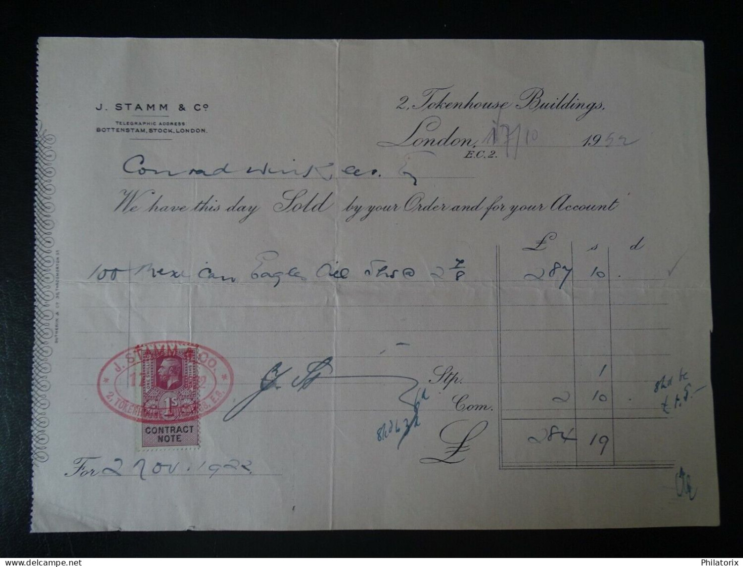 Großbritannien / GB Revenue Stamp , Contract Note , König Edward, Gestempelt (3) - Revenue Stamps