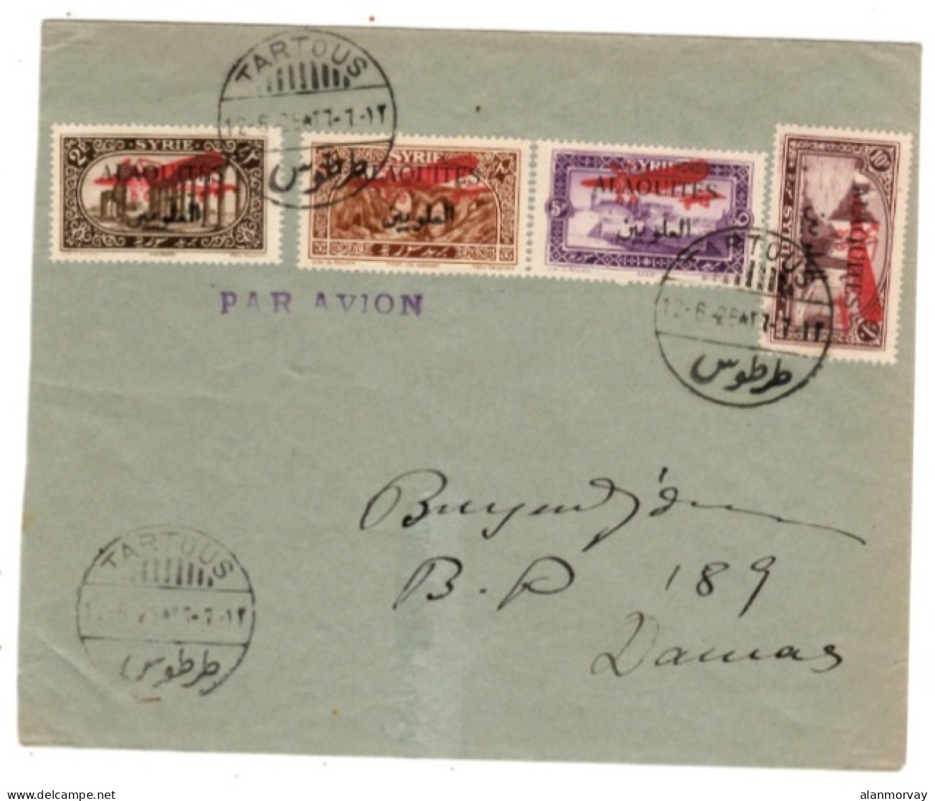 Syria / Alaouites - June 12, 1926 Tartus Internally Traveled Cover - Covers & Documents