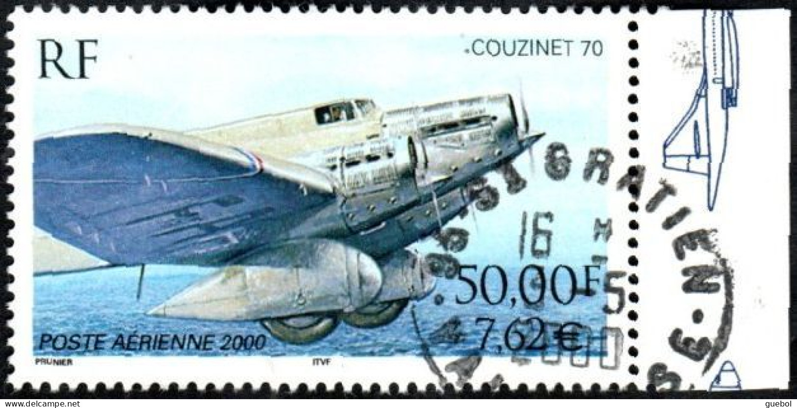 France Oblitération Cachet à Date N° PA  64 A - Poste Aérienne - Avion Couzinet T70 - 1960-.... Gebraucht