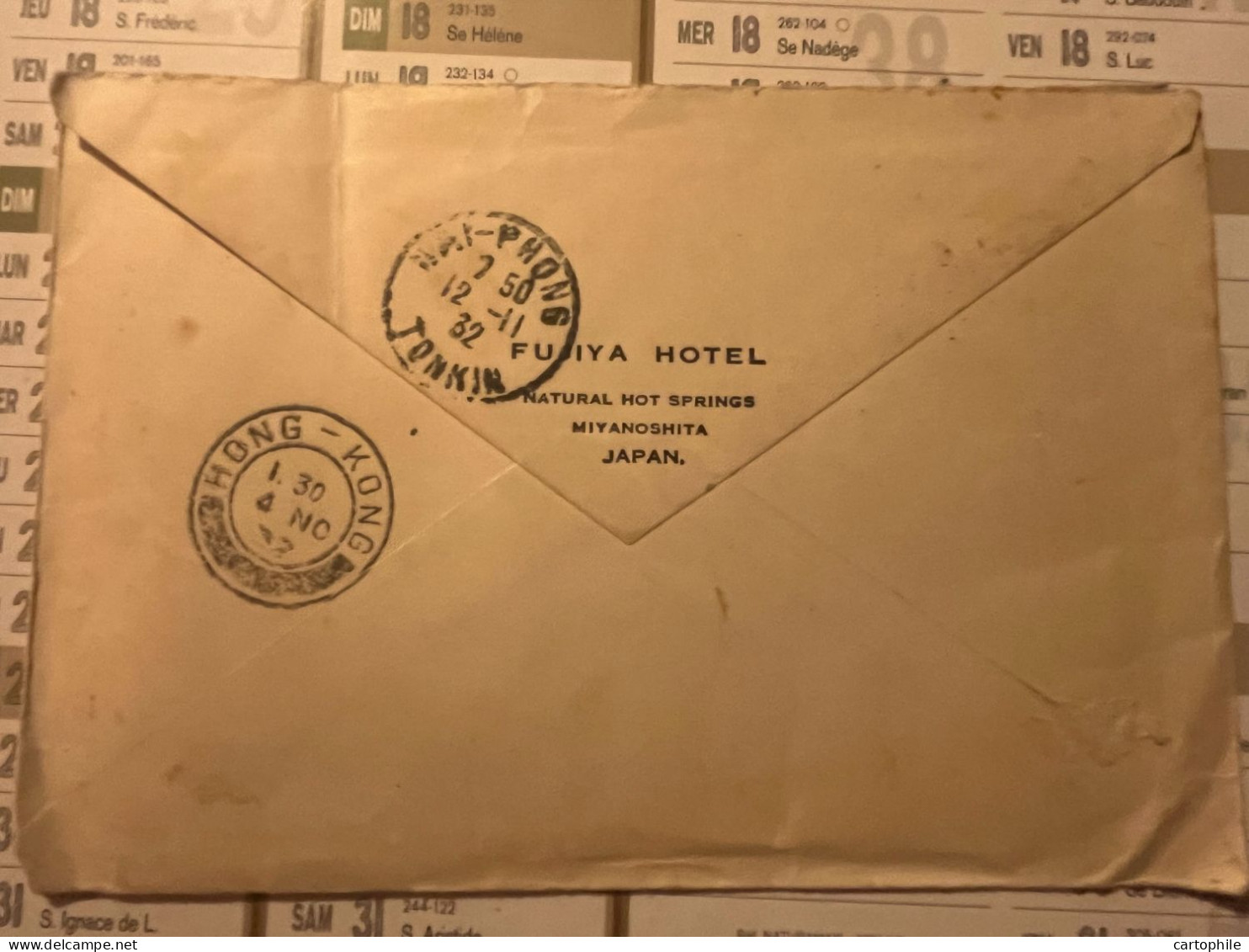 Lettre De 1932 From Fujiya Hotel Miyanoshita Japan To Haiphong Viet Nam Via Hong Kong - Paquebot Aviso La Perouse - Briefe U. Dokumente