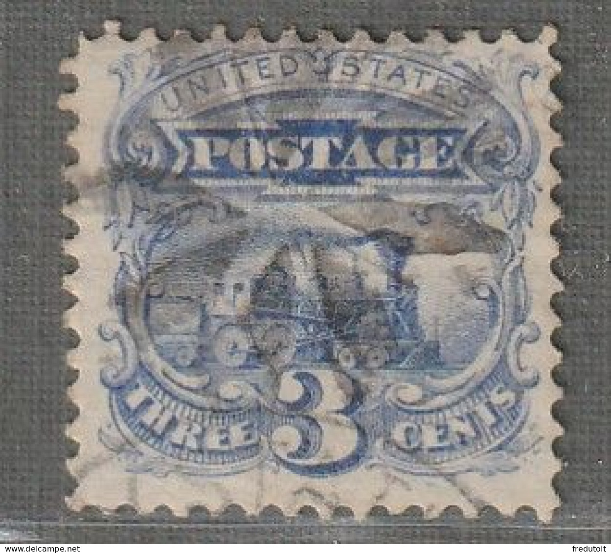 Etats-Unis D'Amérique - Emissions Générales : N°31 Obl (1869) Locomotive Baldwin : 3c Outremer - Used Stamps