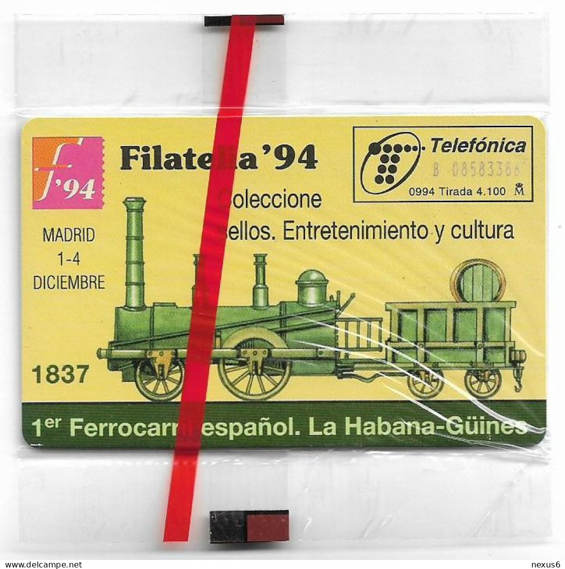 Spain - Telefónica - Trains - Filatelia'94 - P-096 - 09.1994, 100PTA, 4.100ex, NSB - Privé-uitgaven