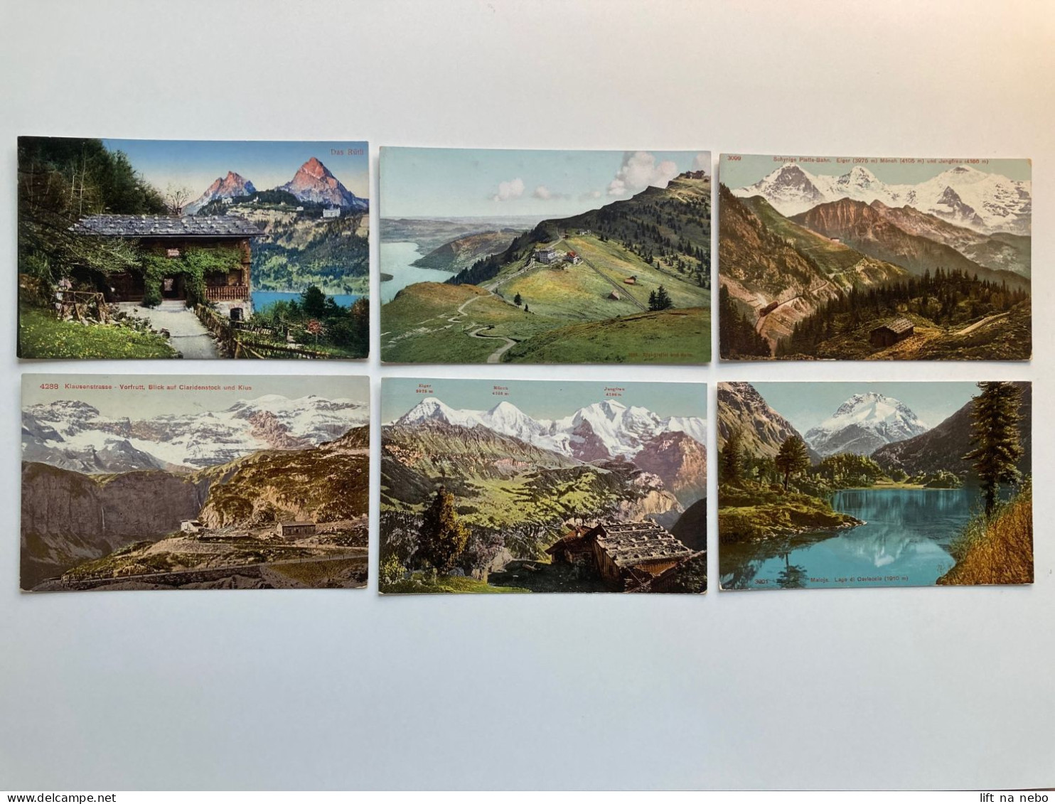 Switzerland LOT (six Postcards) Das Rutli Eiger Monch Jungfrau Klausenstrasse Maloja Lago Di Cavloccio - Colecciones Y Lotes