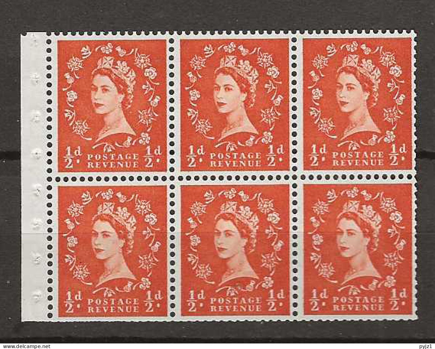 1955 MNH GB Watermark Edward Crown Booklet Pane SG 540-l Postfris** - Neufs