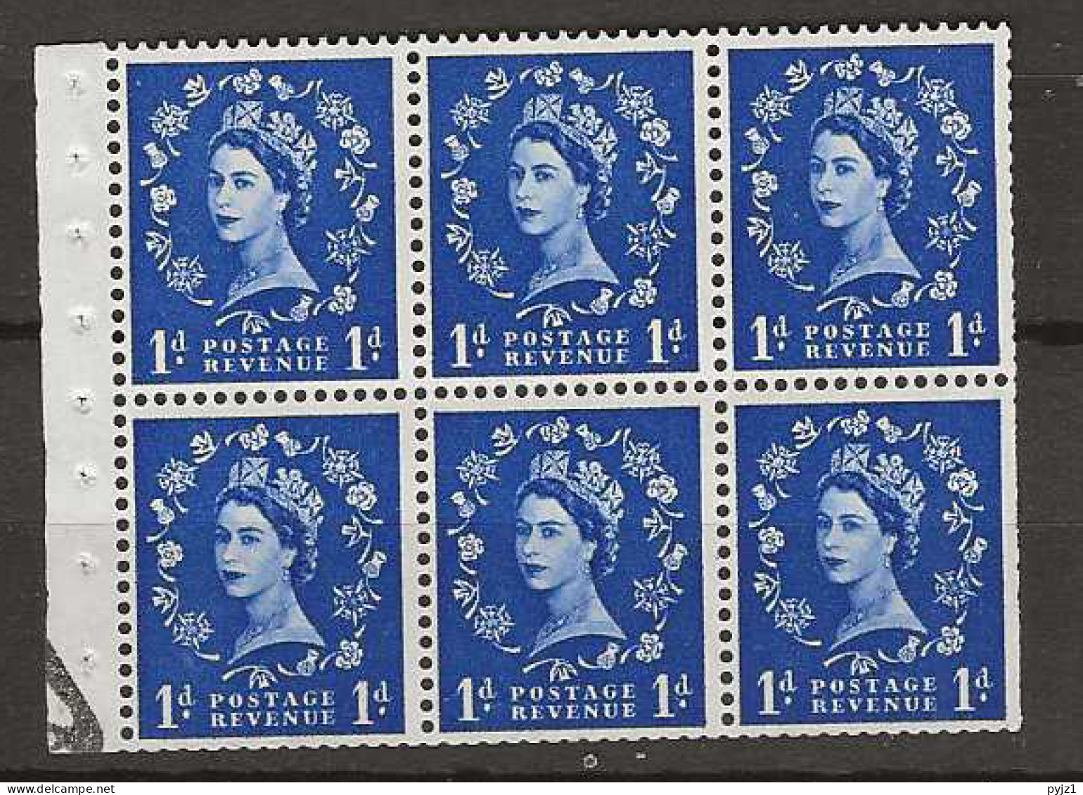 1955 MNH GB Watermark Edward Crown Booklet Pane SG 541-l Postfris** - Neufs