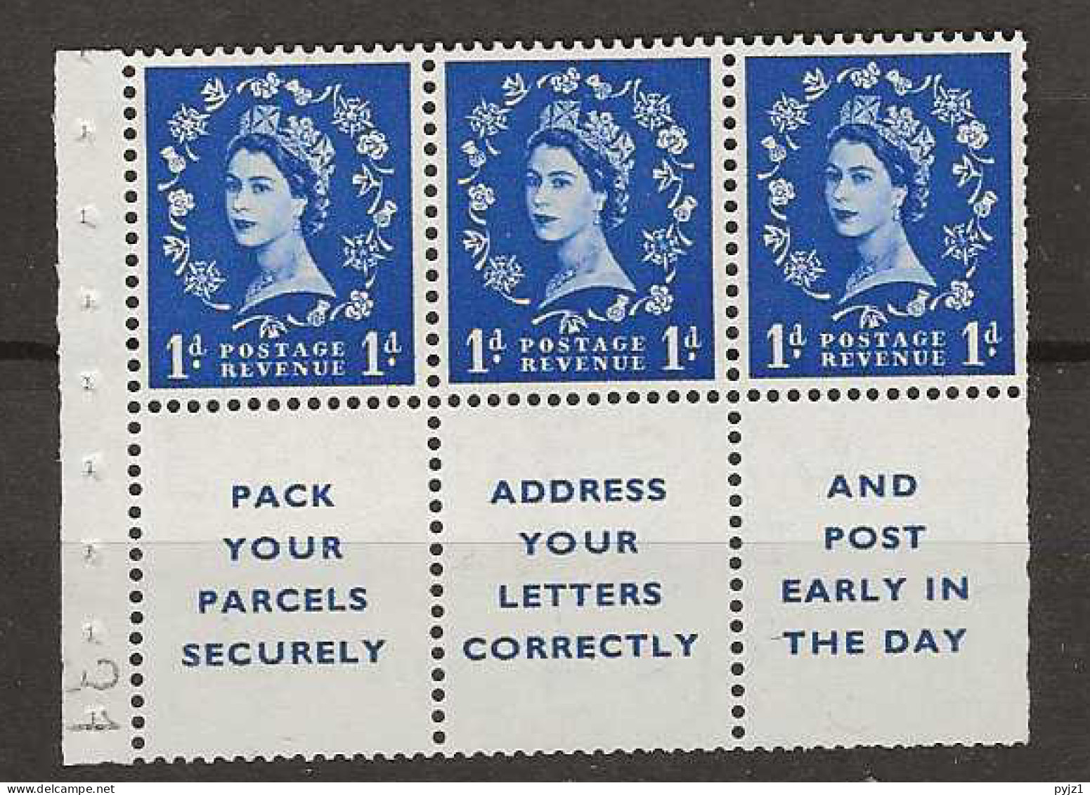 1955 MNH GB Watermark Edward Crown Booklet Pane SG 541-la Postfris** - Neufs