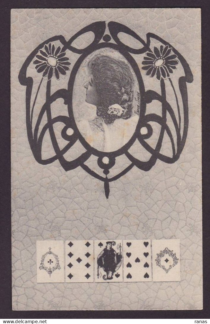 CPA Jeu De Cartes Carte à Jouer Playing Cards Non Circulé Xavier Sager Art Nouveau Femme Women Voir Scan Du Dos - Playing Cards