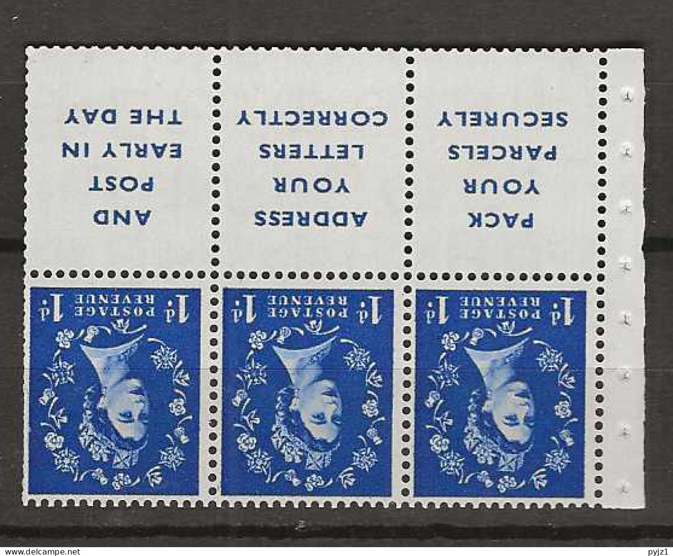 1955 MNH GB Watermark Edward Crown Booklet Pane SG 541-laWi Postfris** - Unused Stamps