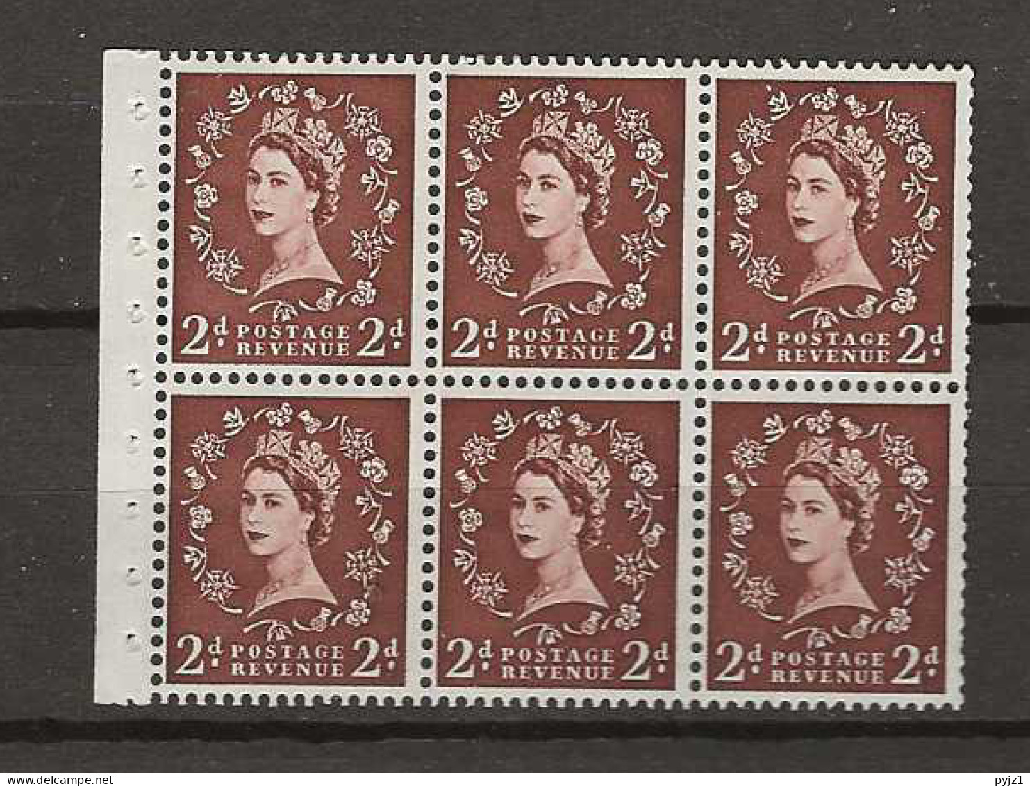 1955 MNH GB Watermark Edward Crown Booklet Pane SG 543-l Postfris** - Unused Stamps