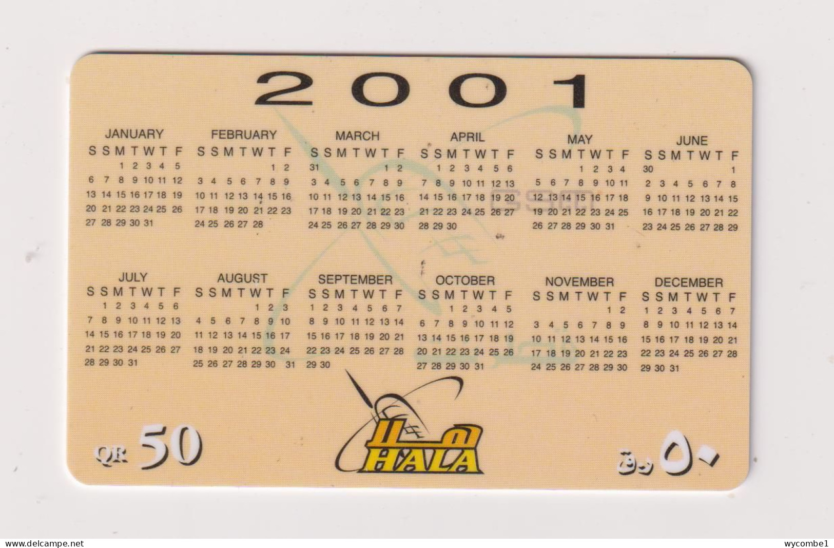 QATAR - Year 2001 Calendar Remote Phonecard - Qatar