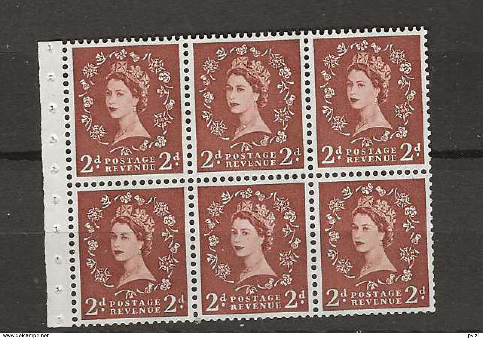 1955 MNH GB Watermark Edward Crown Booklet Pane SG 543-bl Postfris** - Unused Stamps