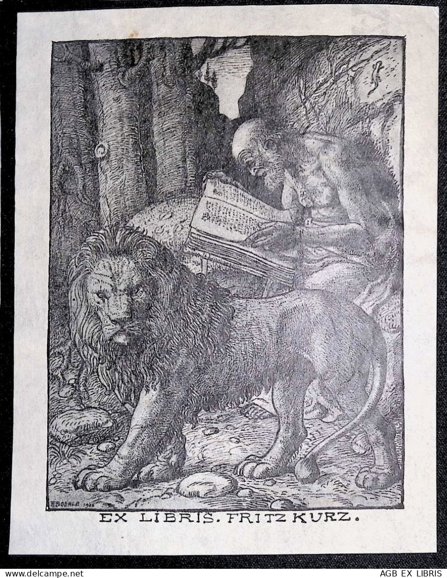 EX LIBRIS FRITZ BOHELE Per FRITZ KURZ 1906 L17-F01 - Exlibris