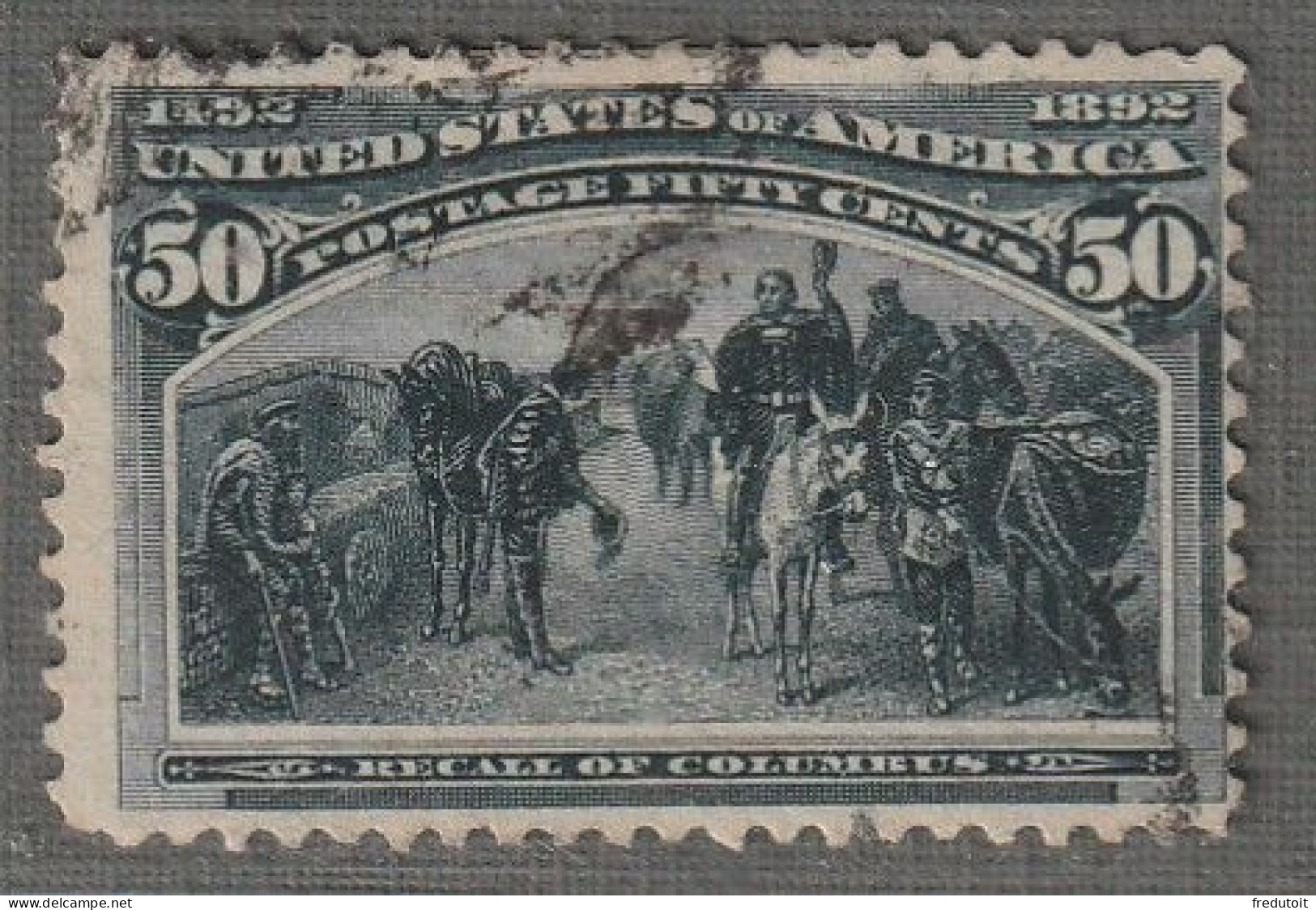 Etats-Unis D'Amérique - Emissions Générales : N°91 Obl (1893) Rappel De Colomb : 50c Bleu-noir - Used Stamps