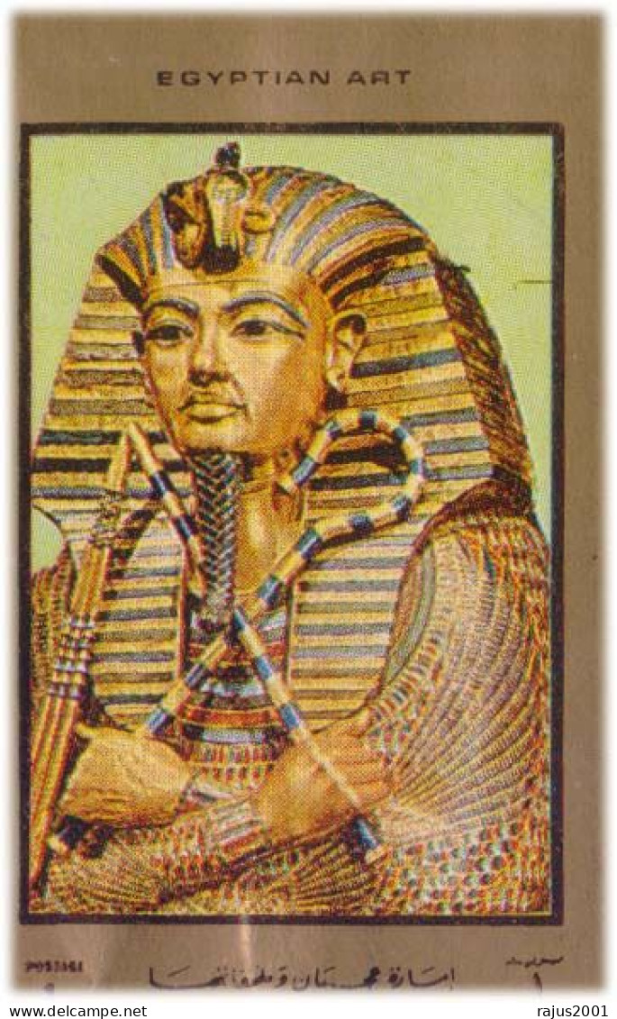 Tutankhamun, Tutankhamen, Pharaoh, Egyptian Art, Mosque, Pyramid Of Giza, Egyptology Ajman 10 Stamp On Card As Per Image - Egittologia