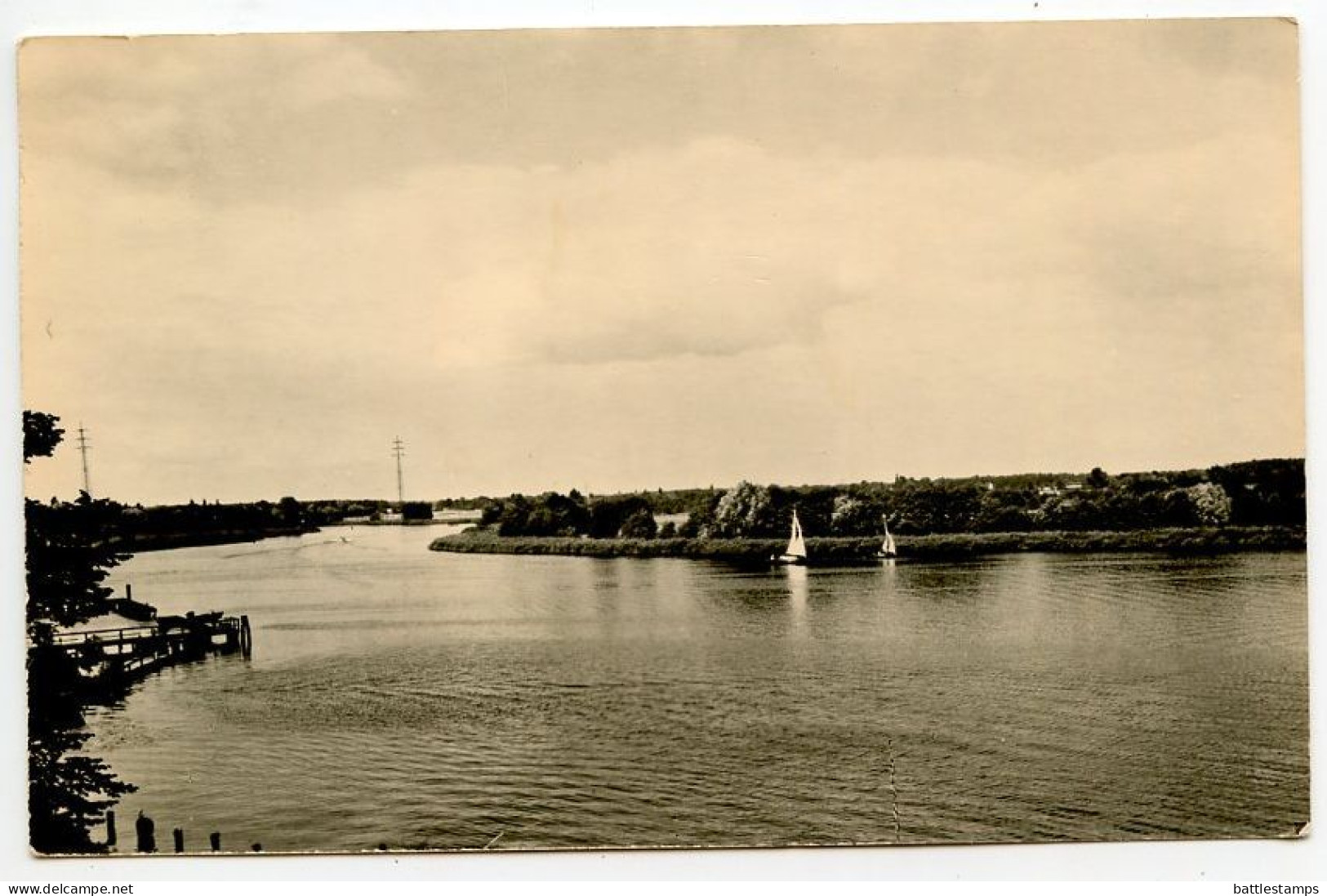 Germany, DDR 1965 RPPC Postcard Wildau - Kr. Königs Wusterhausen, Blick Auf Die Dahme; Schwermaschinenbau Cancel - Wildau