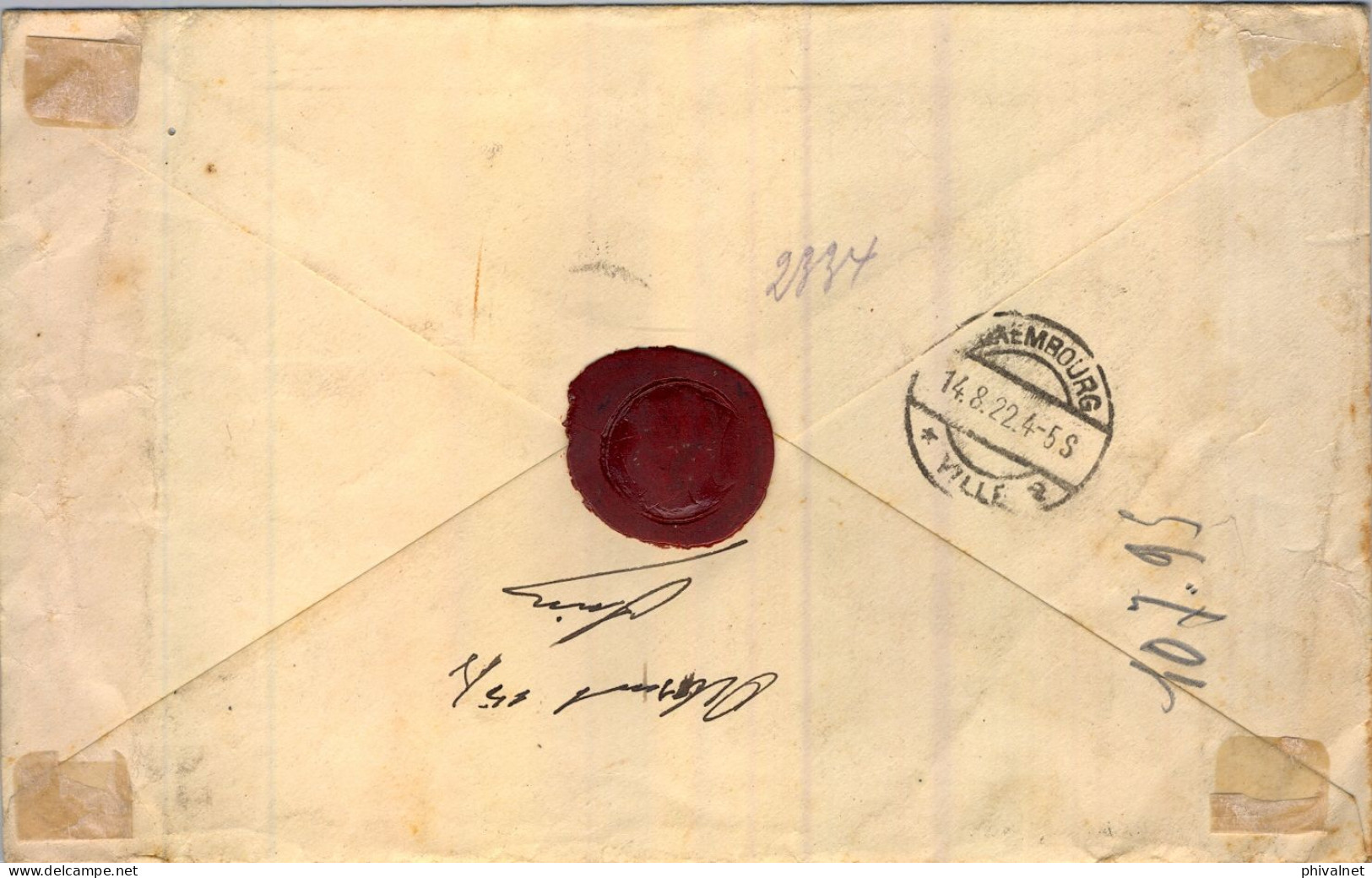 1922 BULGARIE , SOPHIA - LUXEMBOURG , SOBRE CERTIFICADO DE LA " LÉGATION DE FRANCE EN BULGARIE " , LLEGADA - Briefe U. Dokumente