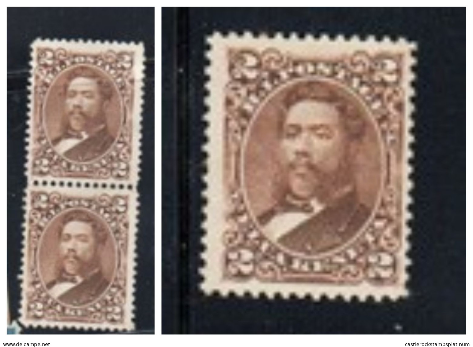 O) 1875 HAWAII, KING DAVID KALAKAUA SCT 35 2c Brown, PAIR AND 1 STAMP EXCELLENTE CONDITION - Hawaii