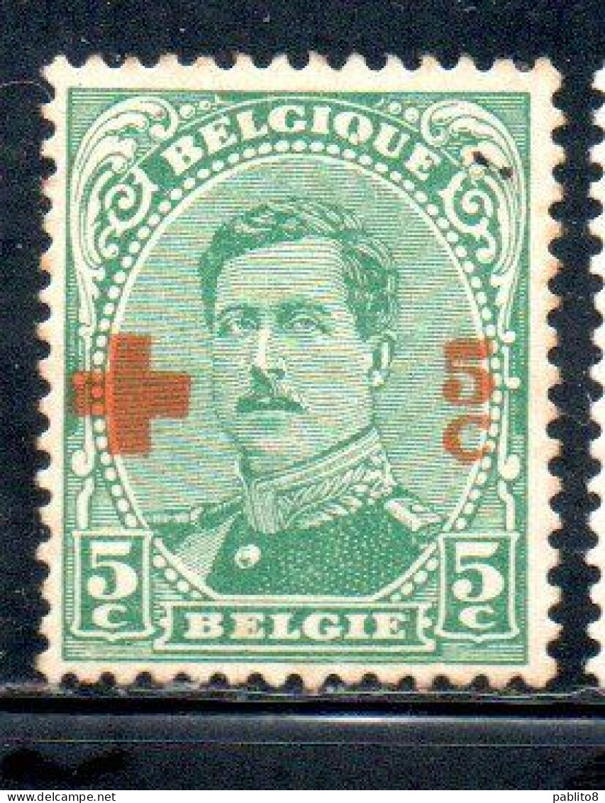 BELGIQUE BELGIE BELGIO BELGIUM 1918 KING ROI ALBERT I RED CROSS CROIX ROUGE SURCHARGED 5c + 5c MH - 1918 Rotes Kreuz