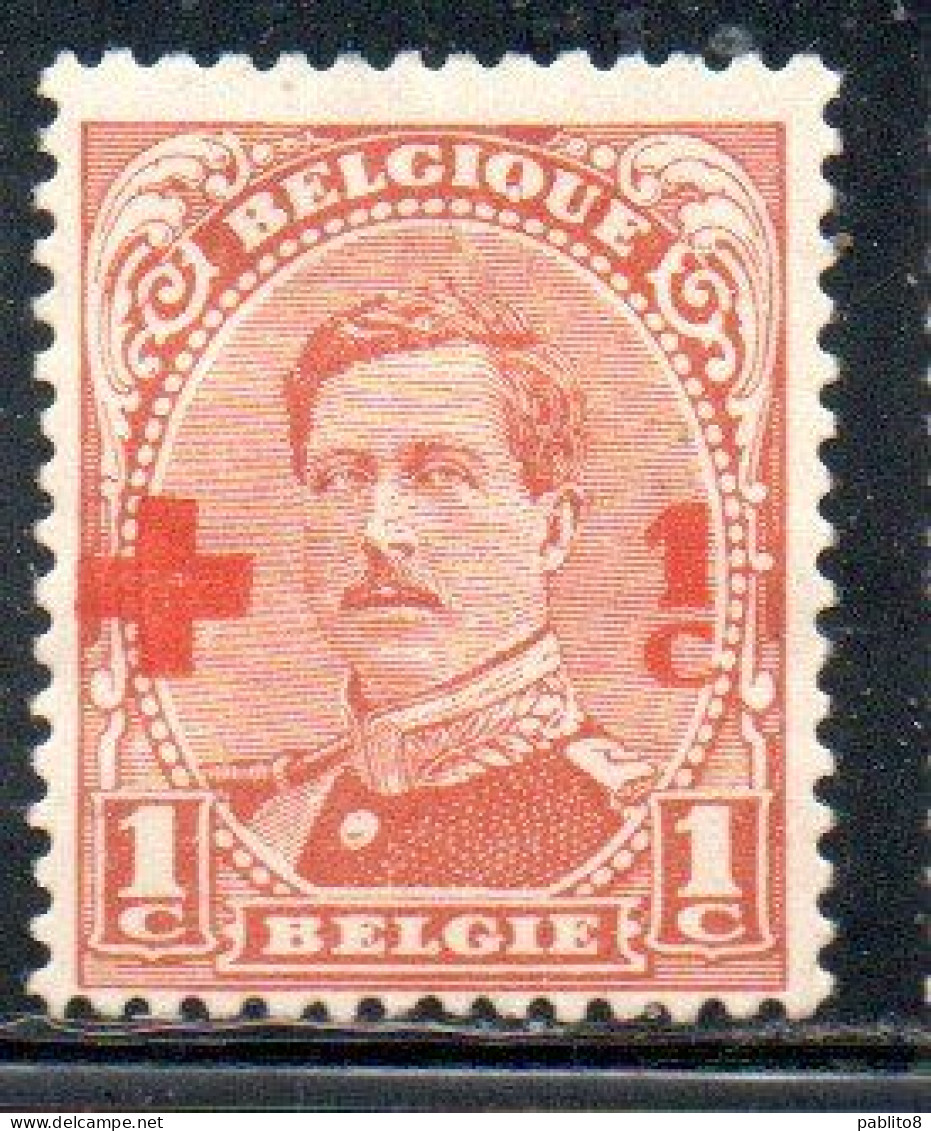 BELGIQUE BELGIE BELGIO BELGIUM 1918 KING ROI ALBERT I RED CROSS CROIX ROUGE SURCHARGED 1c + 1c MH - 1918 Rode Kruis