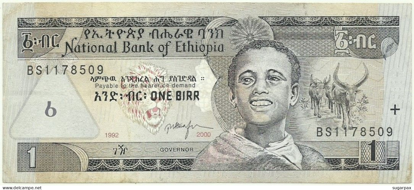 Ethiopia - 1 Birr - 2000 / EE 1992 - Pick 46.b - Unc. - Sign. 6 ( 1998 - ) - Serie BS - Aethiopien