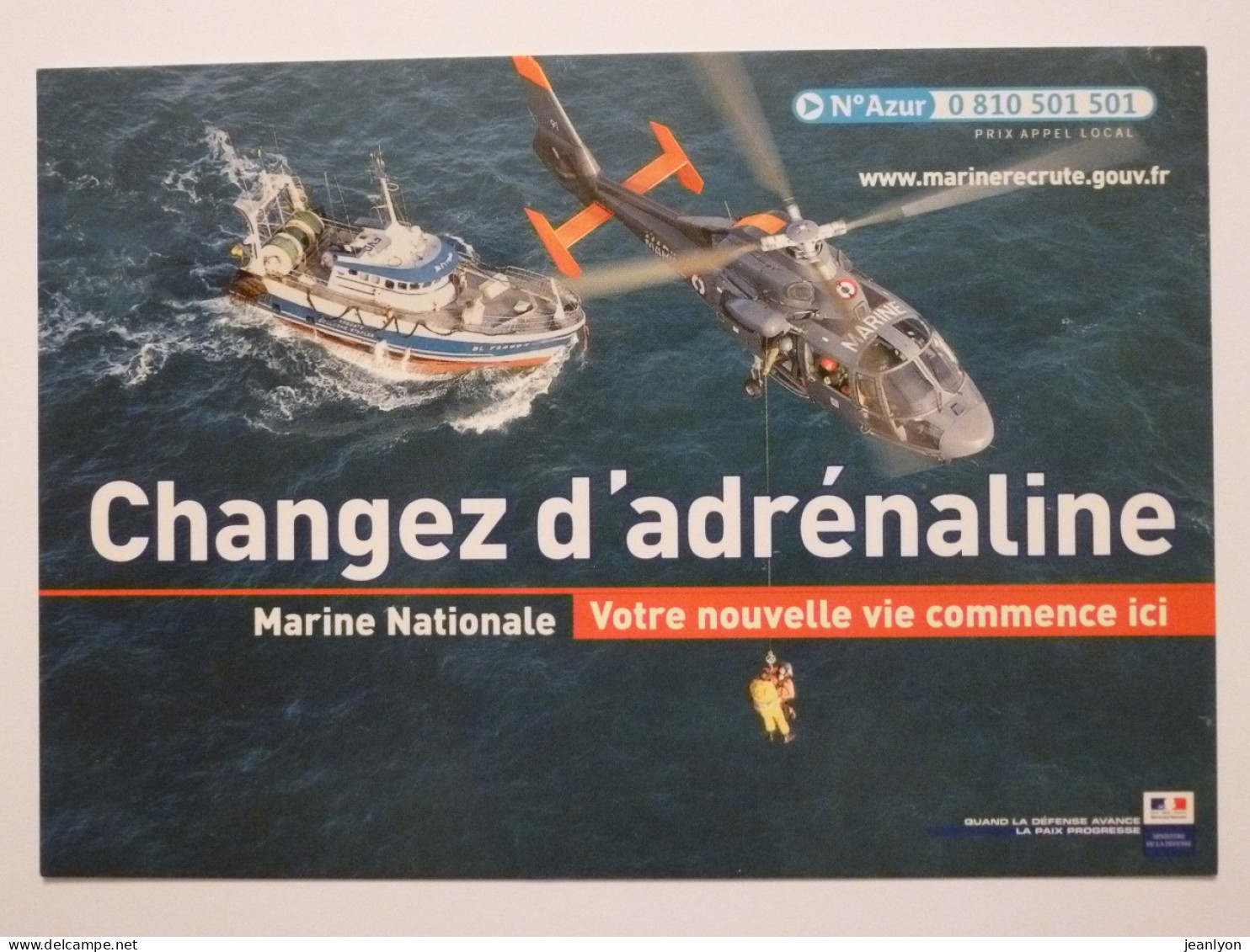 MARINE NATIONALE - HELICOPTERE - BATEAU - Changez D'adrénaline - Carte Publicitaire - Helicópteros