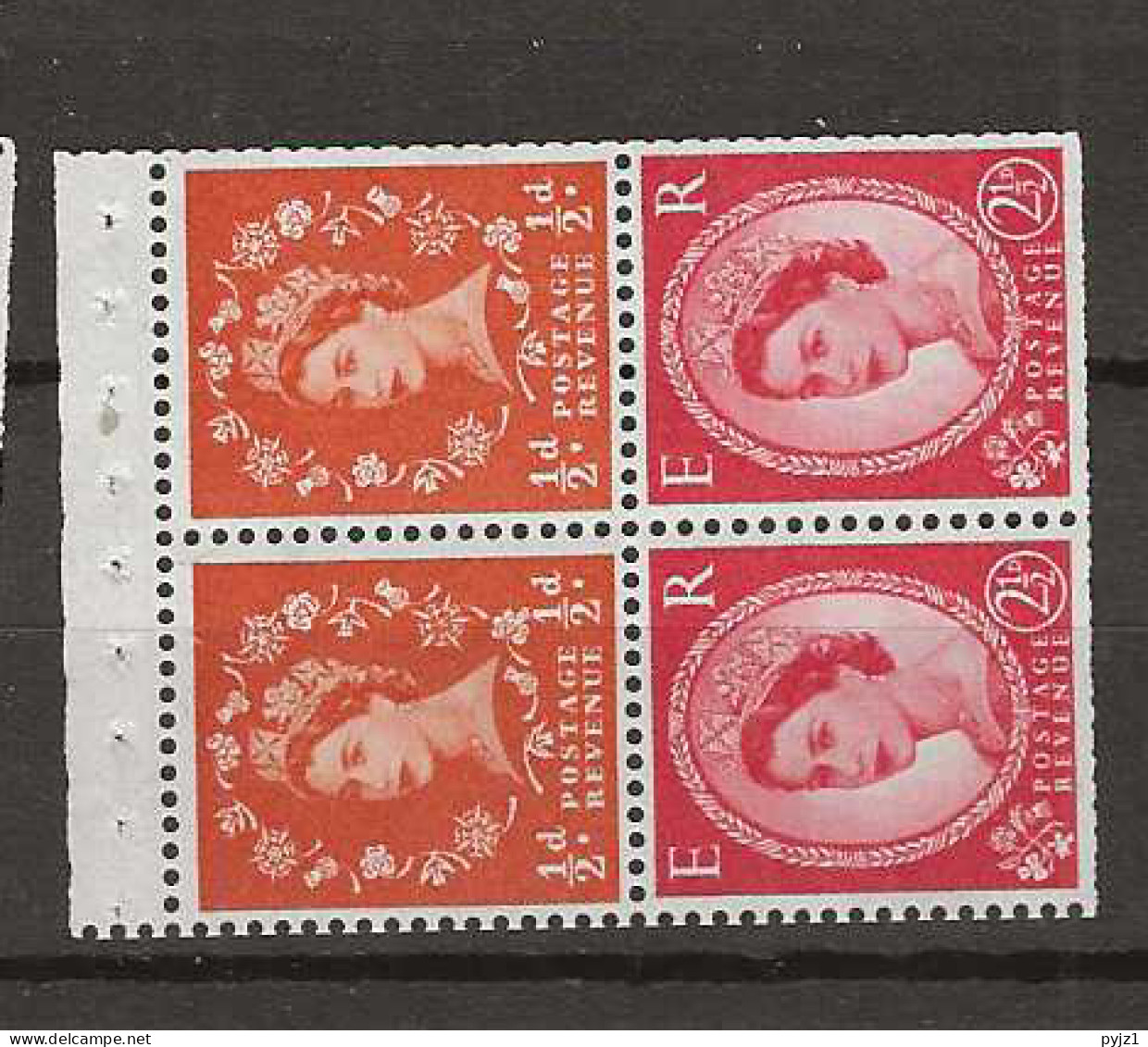 1958 MNH GB Watermark Multiple Crown Booklet Pane SG 570-mn Postfris** - Unused Stamps