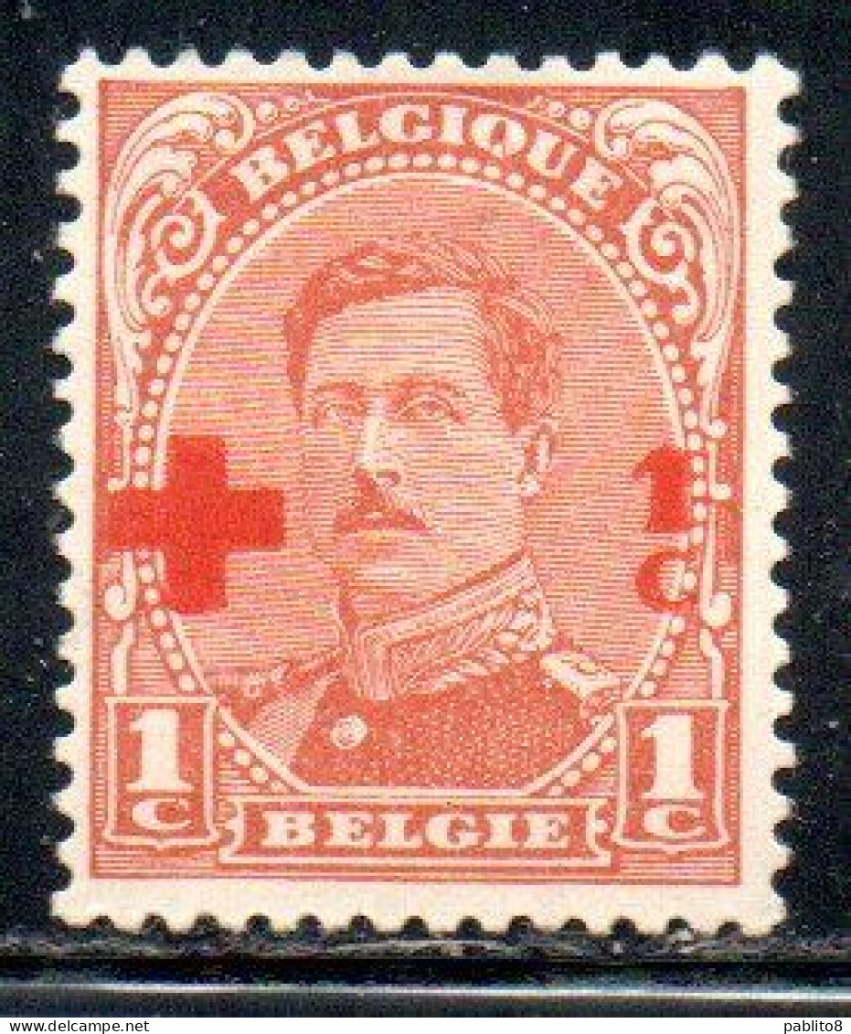 BELGIQUE BELGIE BELGIO BELGIUM 1918 KING ROI ALBERT I RED CROSS CROIX ROUGE SURCHARGED 1c + 1c MH - 1918 Rotes Kreuz