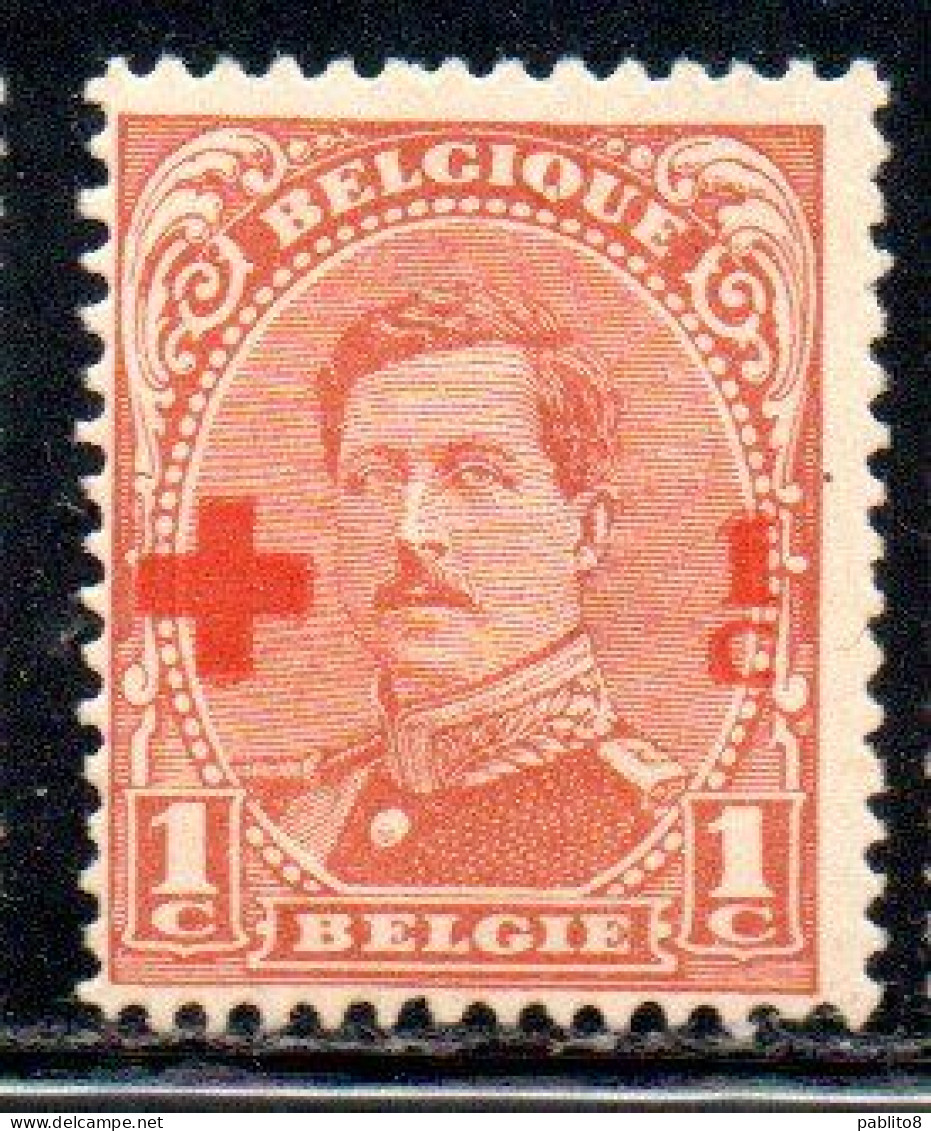 BELGIQUE BELGIE BELGIO BELGIUM 1918 KING ROI ALBERT I RED CROSS CROIX ROUGE SURCHARGED 1c + 1c MH - 1918 Cruz Roja