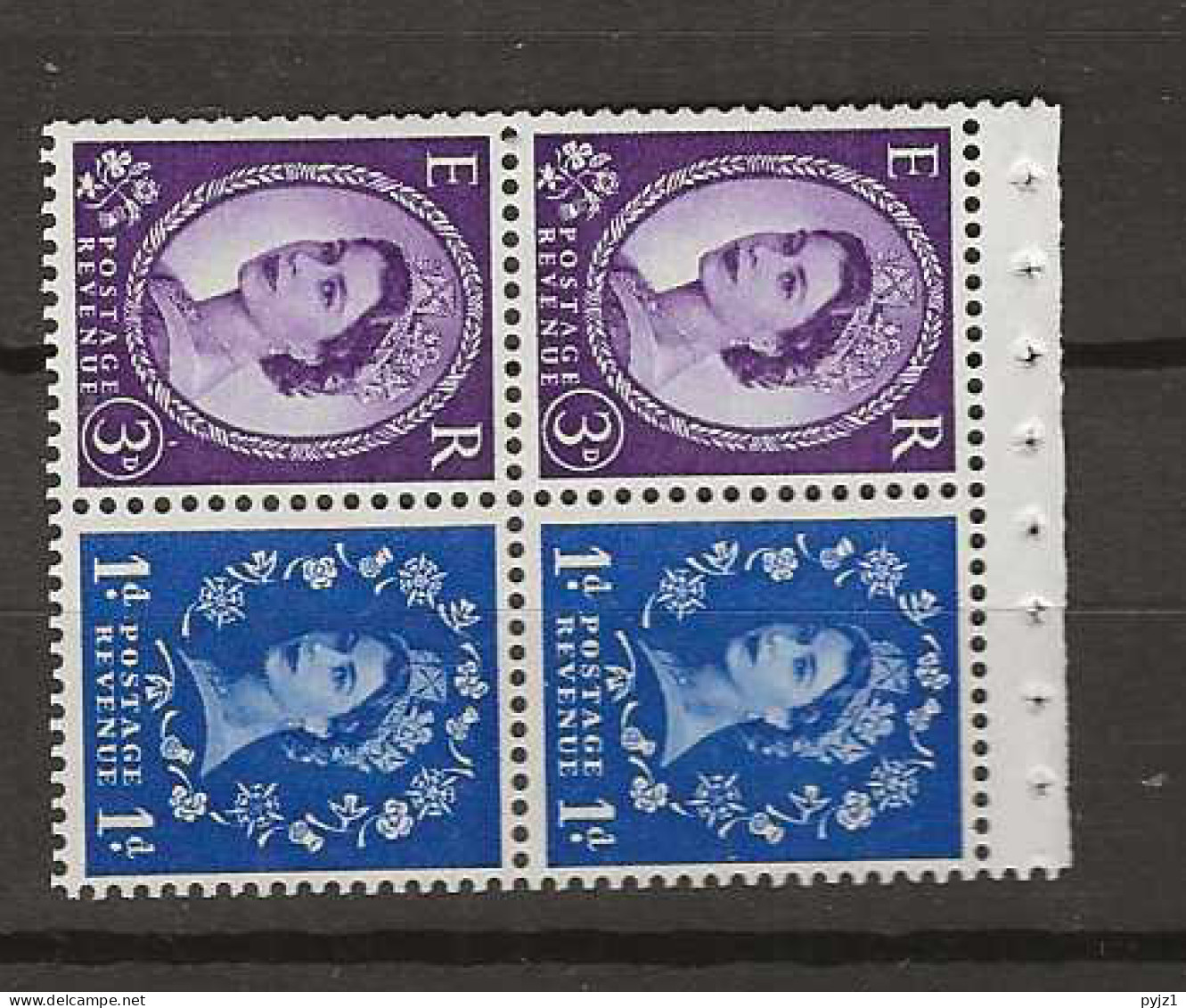 1958 MNH GB Watermark Multiple Crown Booklet Pane SG 571-mn Postfris** - Unused Stamps