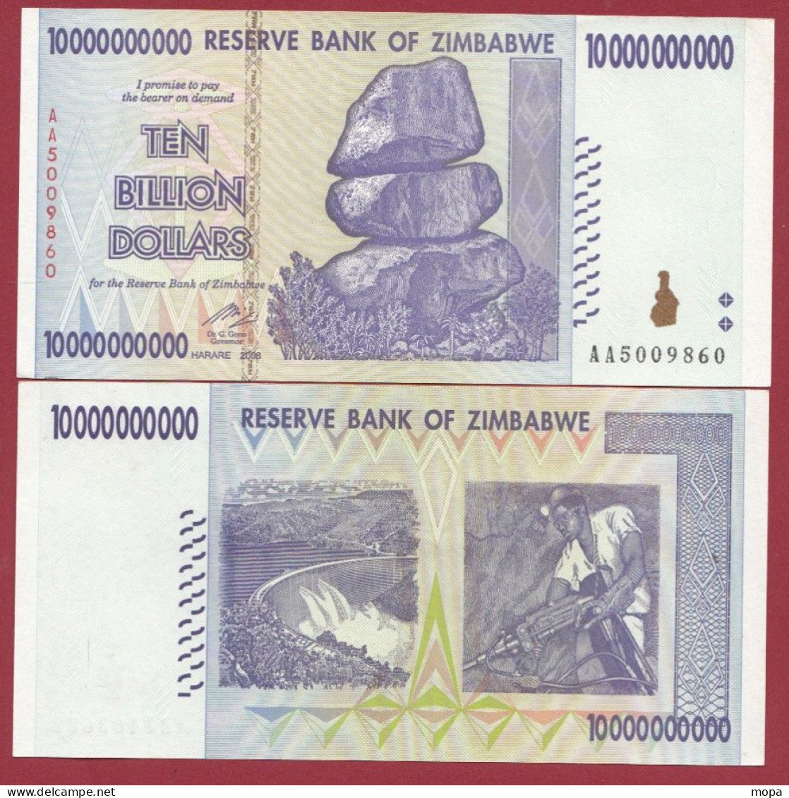 Zimbabwe --10000000000 Dollars (10 Billion De Dollars )  2008---NEUF/UNC --(65) - Zimbabwe