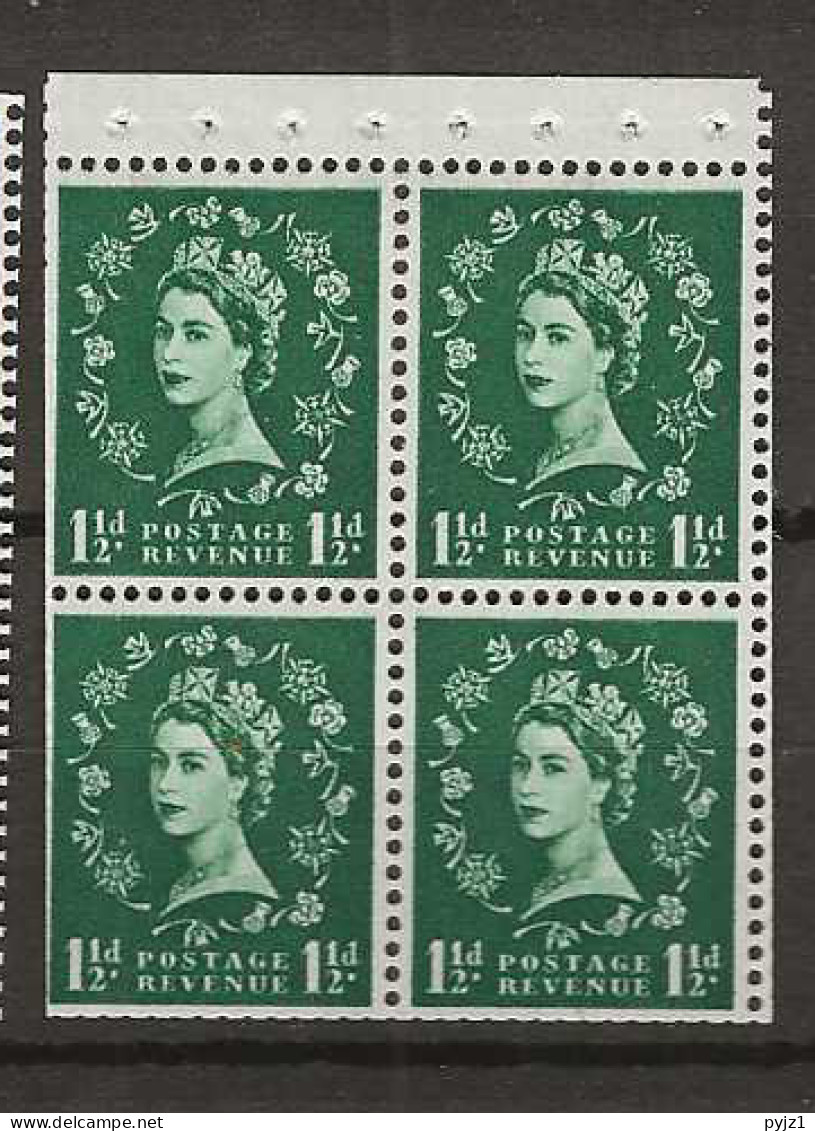 1958 MNH GB Watermark Multiple Crown Booklet Pane SG 572-m Postfris** - Unused Stamps
