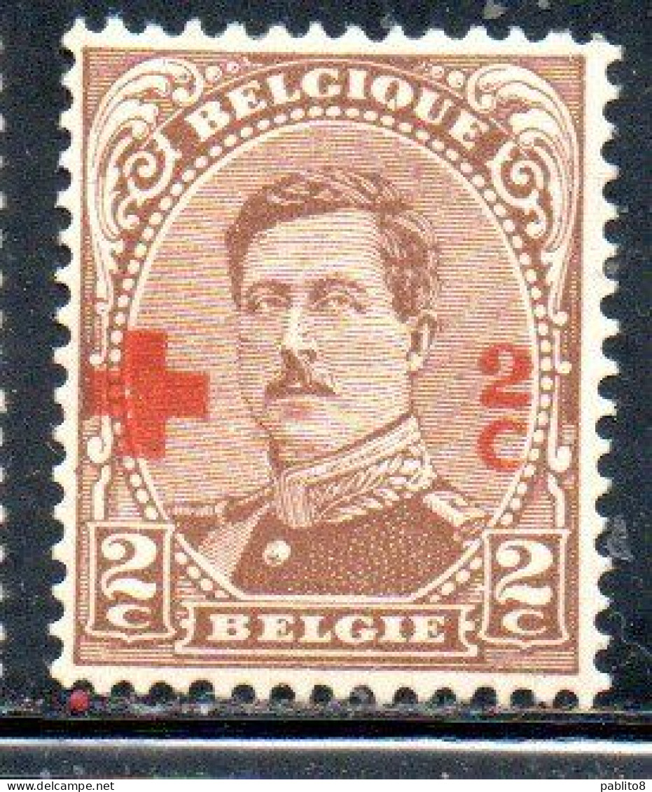 BELGIQUE BELGIE BELGIO BELGIUM 1918 KING ROI ALBERT I RED CROSS CROIX ROUGE SURCHARGED 2c + 2c MH - 1918 Rode Kruis